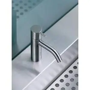 Vola elektronische wastafelmengkraan met sensor en stift op bedieningsknop, sprong 114 mm, mat zwart