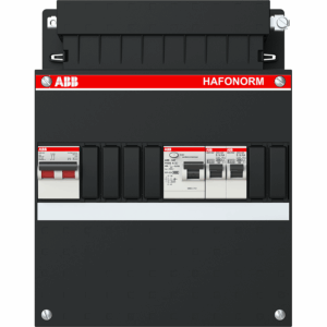 ABB Hafonorm 1-fase groepenkast met 2 groepen, 1 aardlekschakelaar en 2-polige hoofdschakelaar