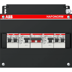 ABB Hafonorm 1-fase groepenkast met 4 groepen, 2 aardlekschakelaars en 2-polige hoofdschakelaar