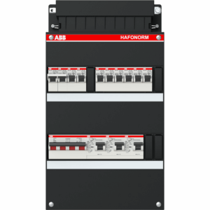 ABB Hafonorm 3-fase groepenkast met 8 groepen, 3 aardlekschakelaars, 4-polige hoofdschakelaar en 1-fase kookgroep