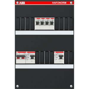 ABB Hafonorm 1-fase binnenwerk met deksel met 4 groepen, 2 aardlekschakelaars en 2-polige hoofdschakelaar