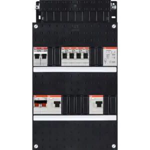 ABB Hafonorm 1-fase binnenwerk met deksel met 4 groepen, 2 aardlekschakelaars, 2-polige hoofdschakelaar, 1-fase kookgroep en beltrafo