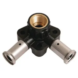 Henco dubbele muurplaat 20 mm x ½" binnendraad x 20 mm (laag) met plug