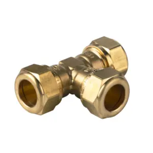 Messing knelkoppeling T-stuk 22 x 22 x 22 mm