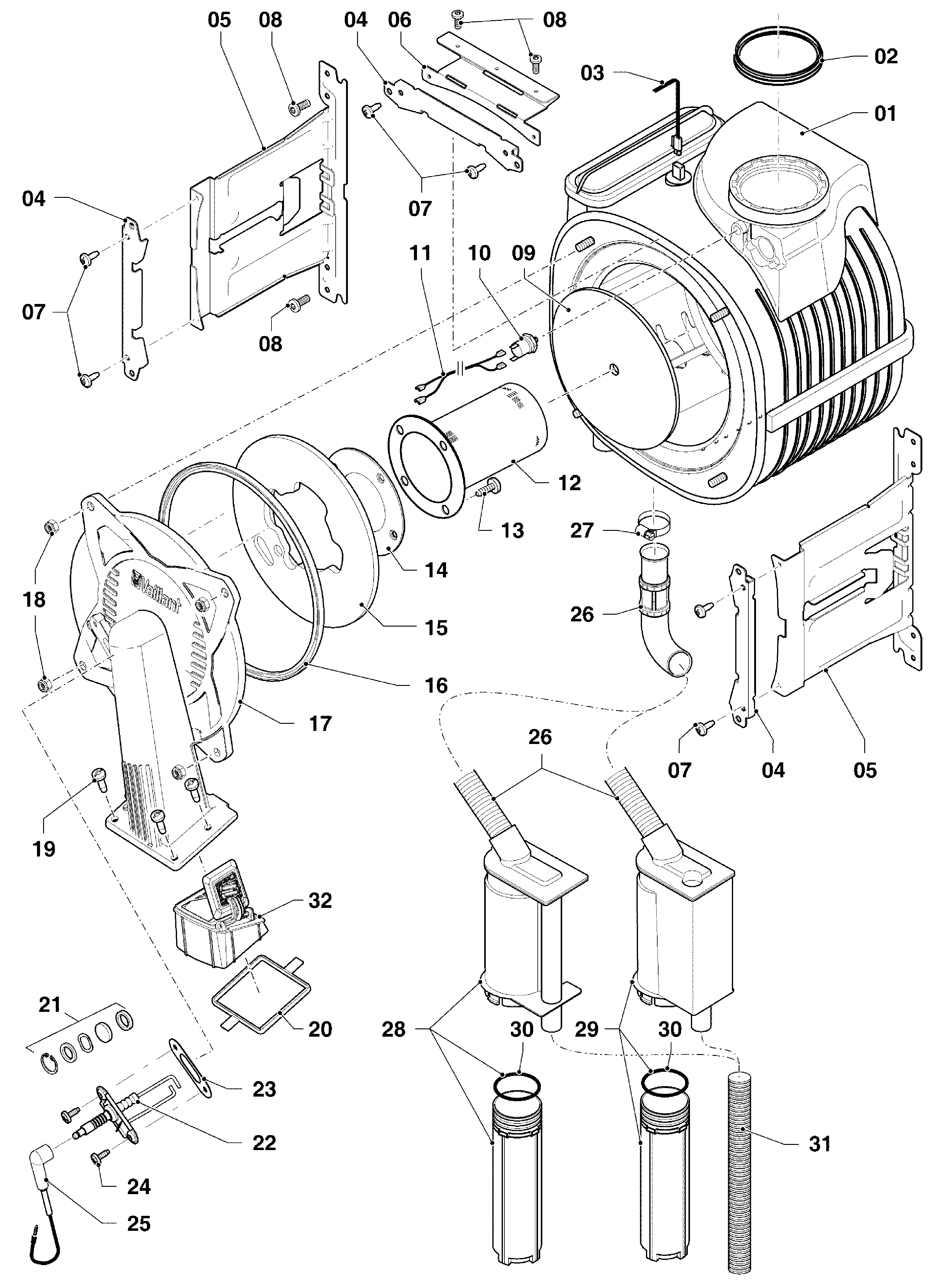 Vaillant ecoTEC plus VHR 35-38/5-5 exploded tekening