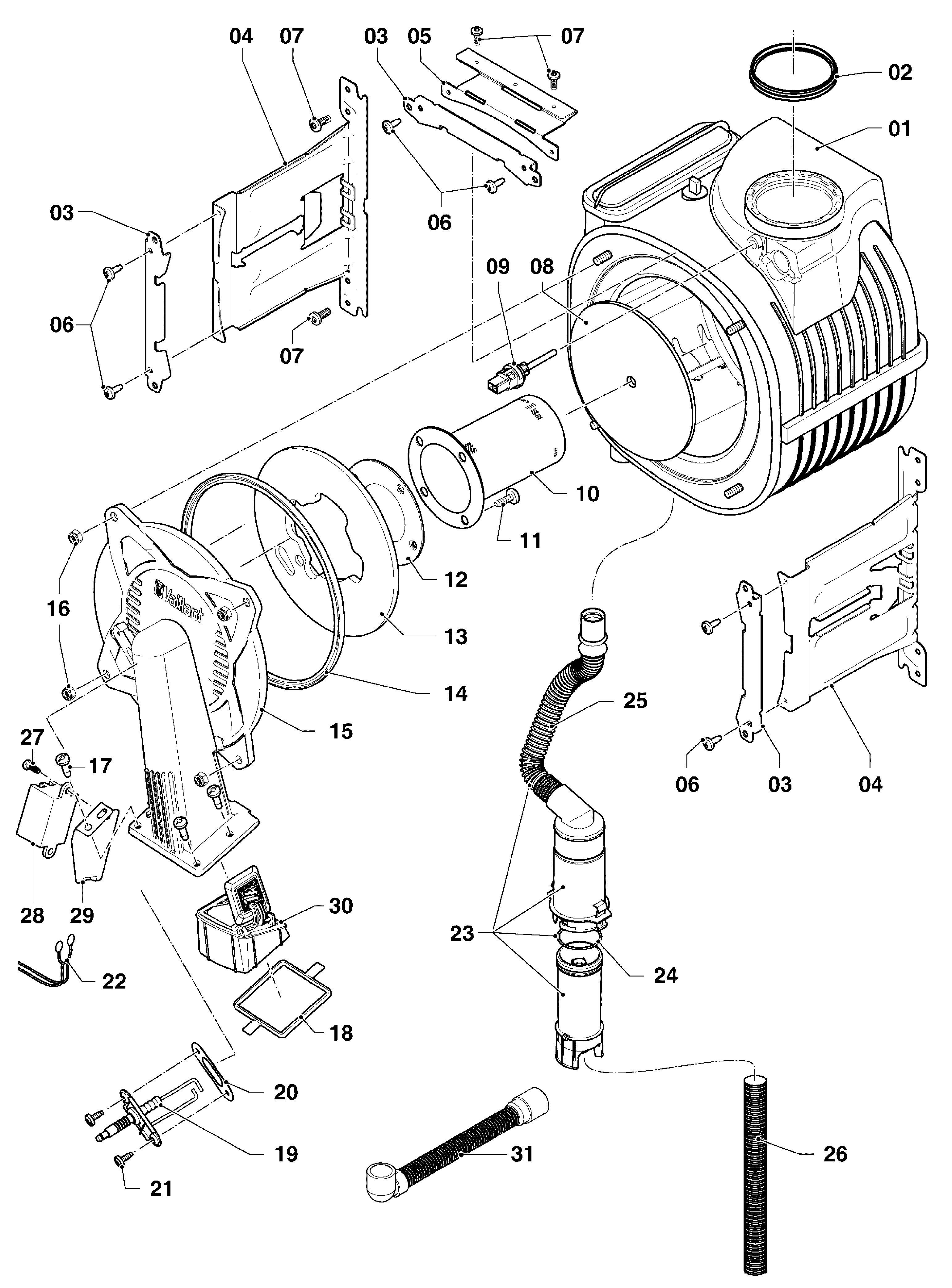 Vaillant ecoTEC pure VHR 28-34/7-2 exploded tekening