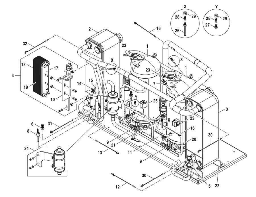 Bosch Compress 7000 LW EHP 72-2 LW exploded tekening