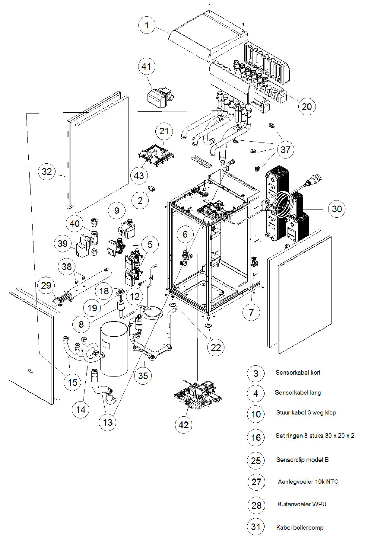 Itho Daalderop 4e generatie WPU 55co 545-0452 exploded tekening