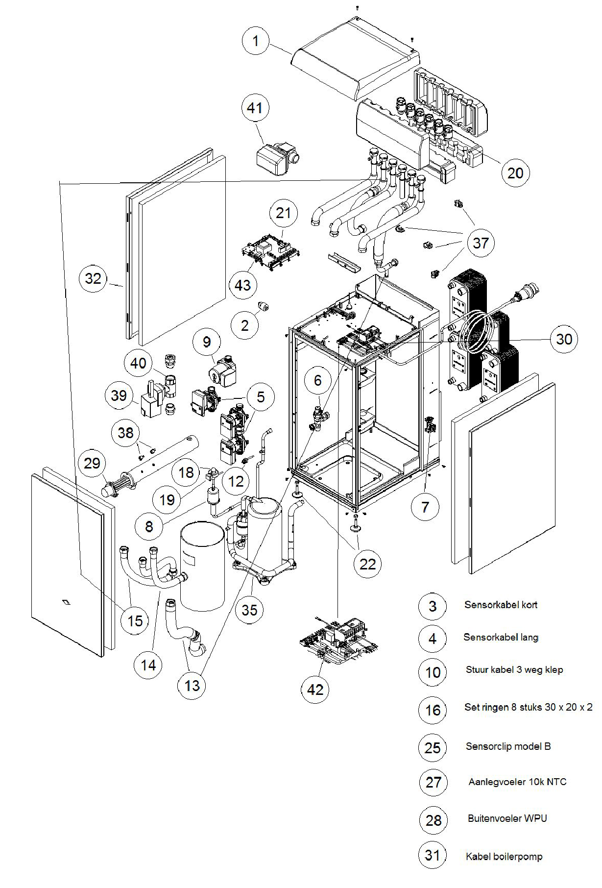 Itho Daalderop 4e generatie WPU 65i 545-0460 exploded tekening