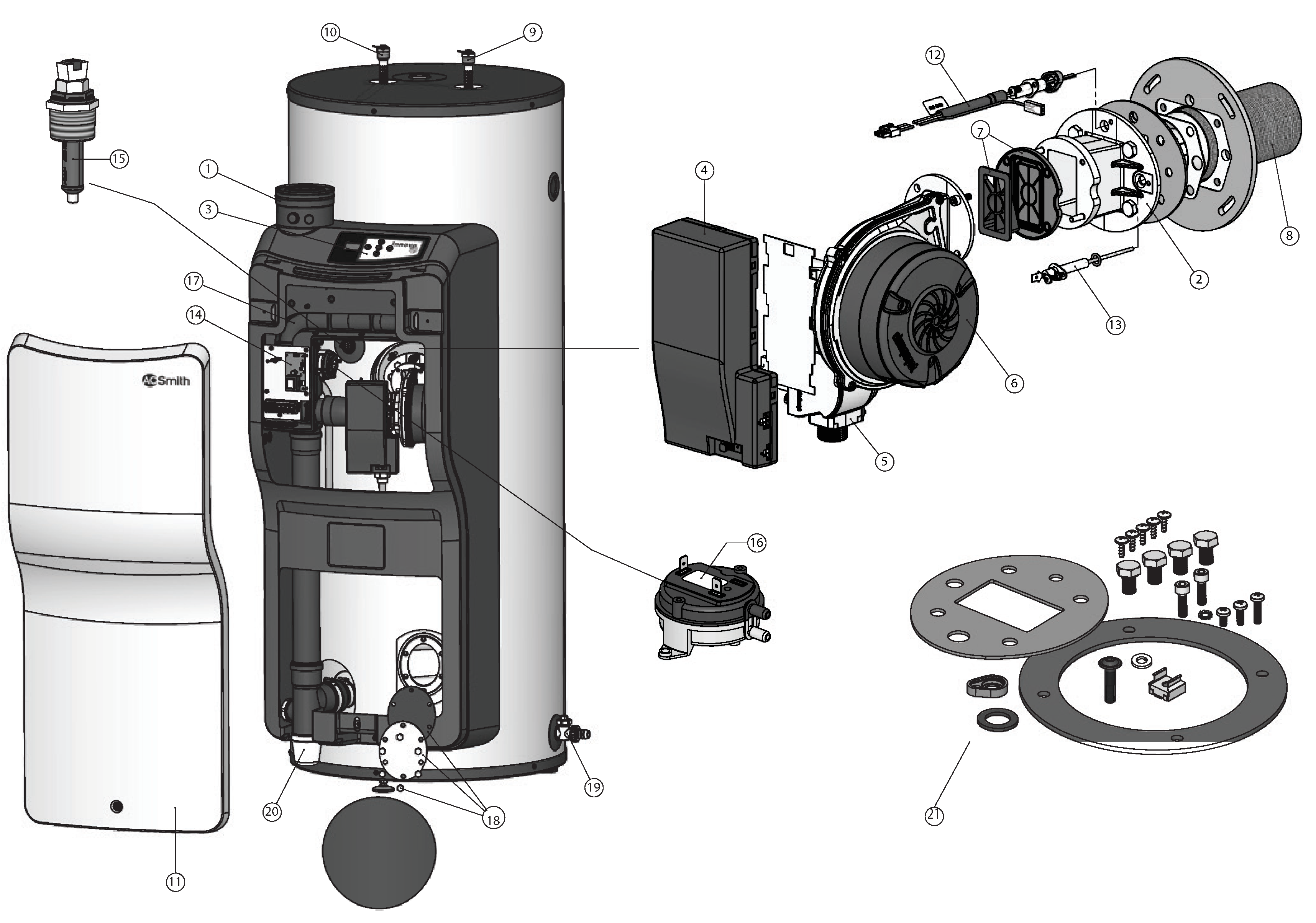 A.O. Smith Innovo IR24-285L exploded tekening