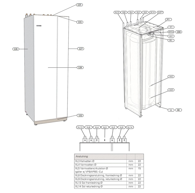 Nibe VPBS 300 CU exploded tekening