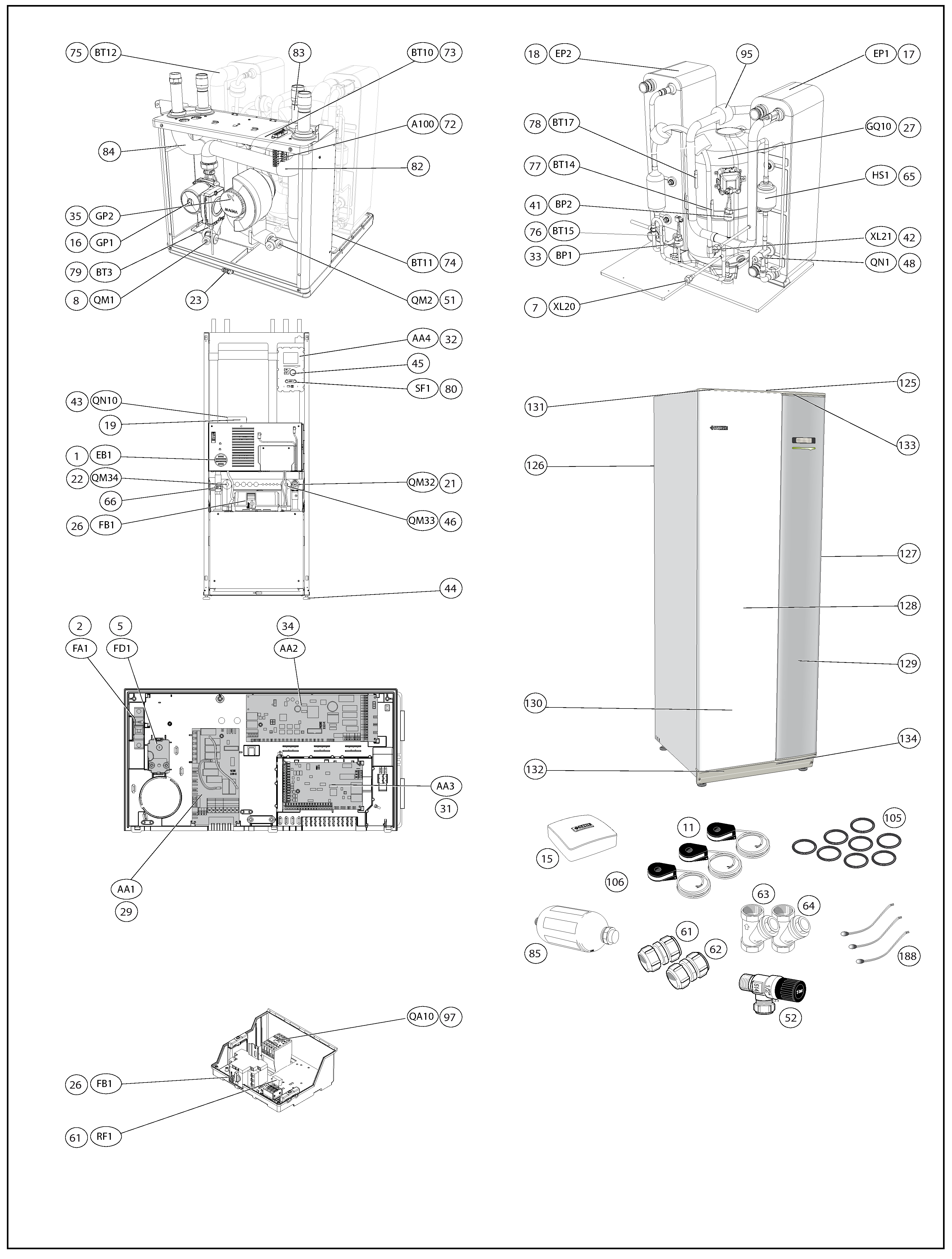 Nibe F1145-6 EM 3x230V | 065136 exploded tekening