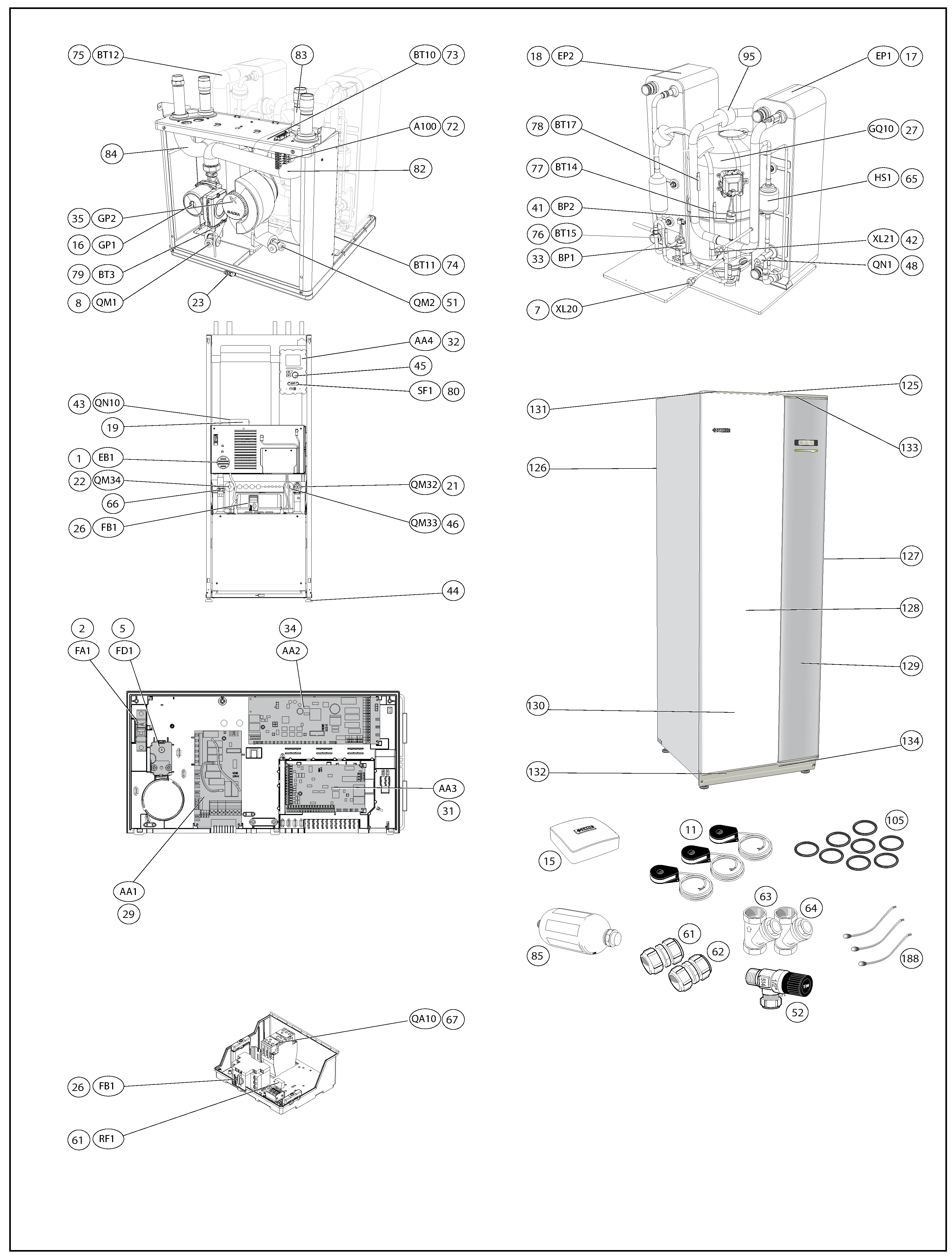 Nibe F1145-10 EM 3x230V | 065138 exploded tekening