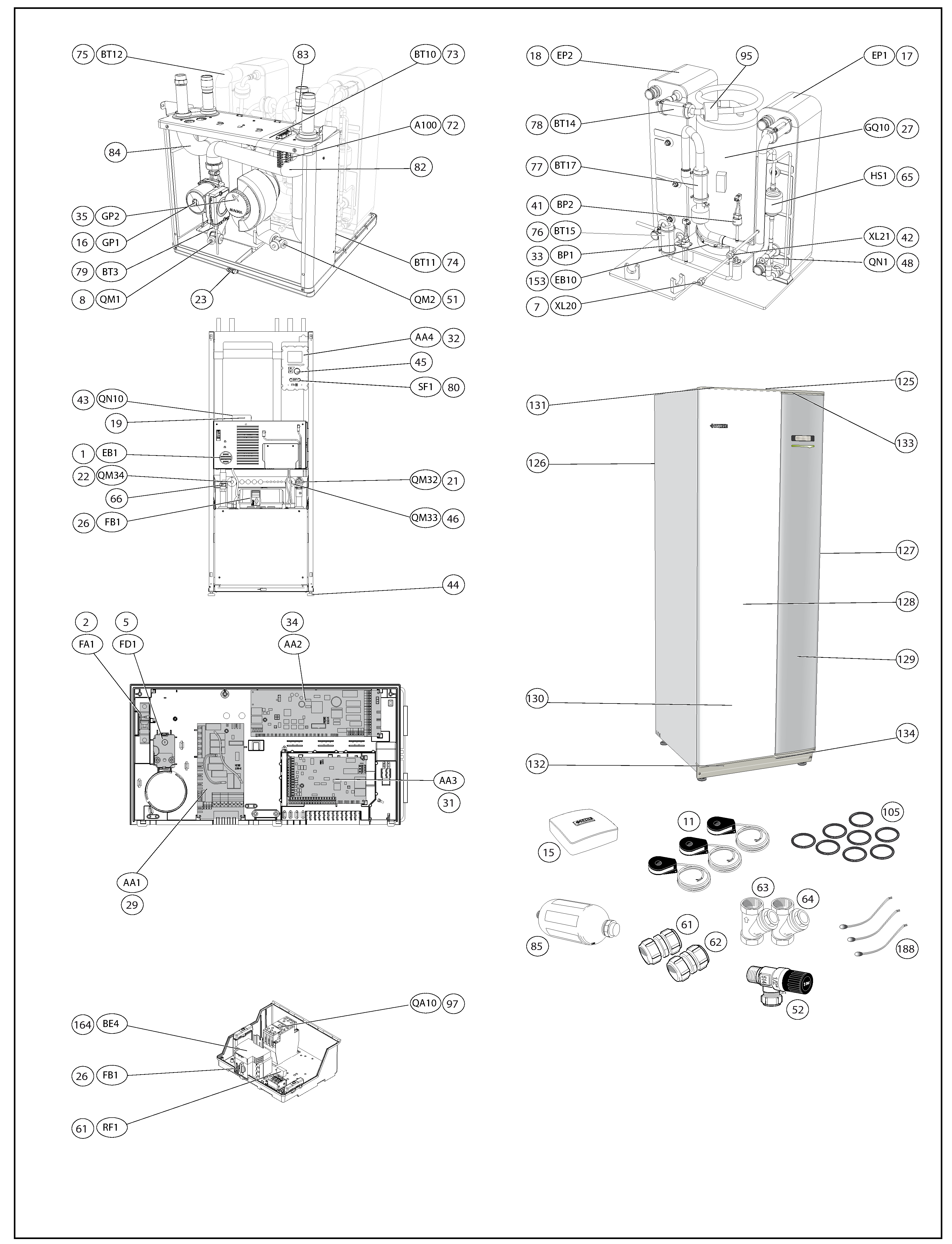 Nibe F1145-12 EM 3x230V | 065139 exploded tekening