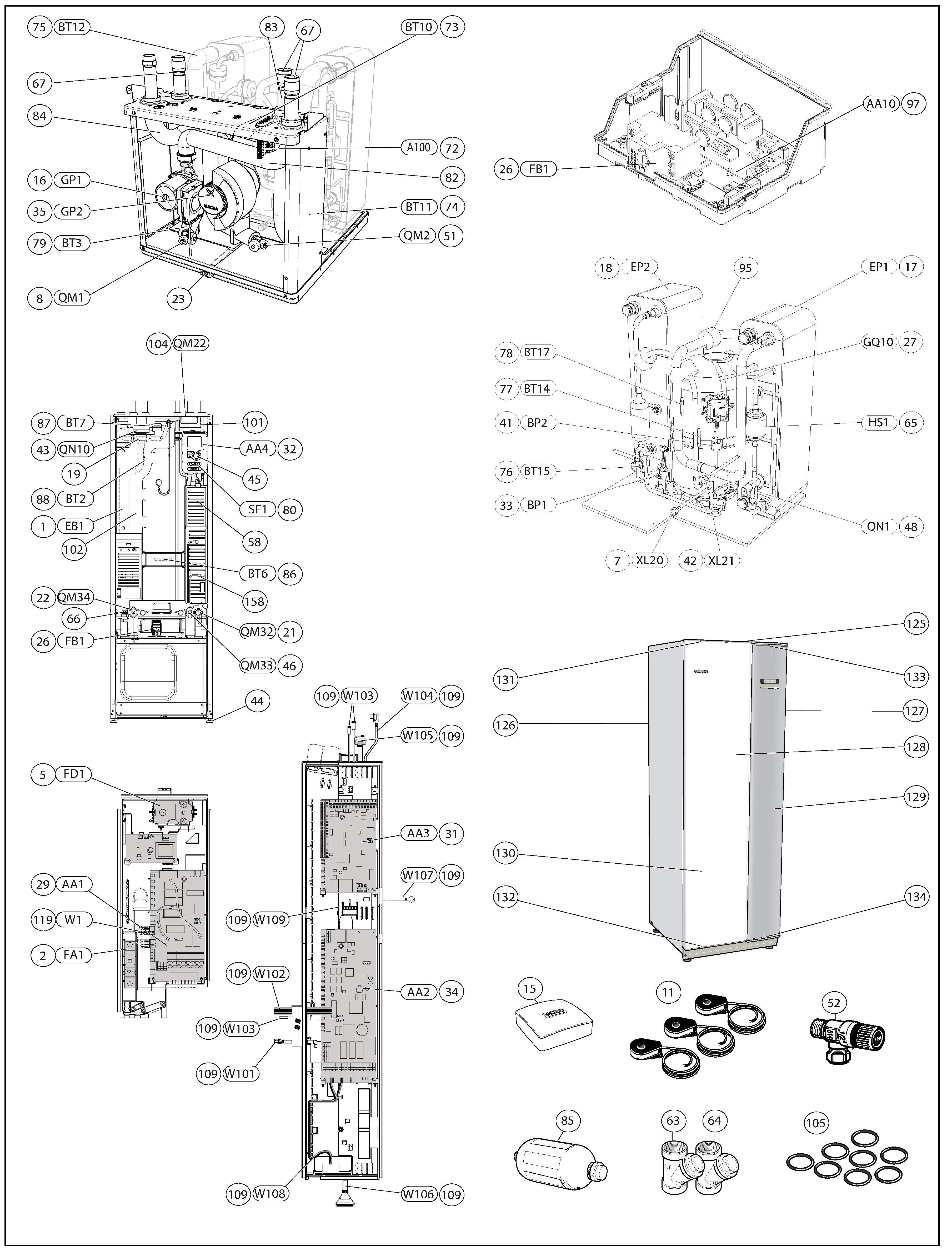 Nibe F1245-8 R 1x230V | 065147 exploded tekening