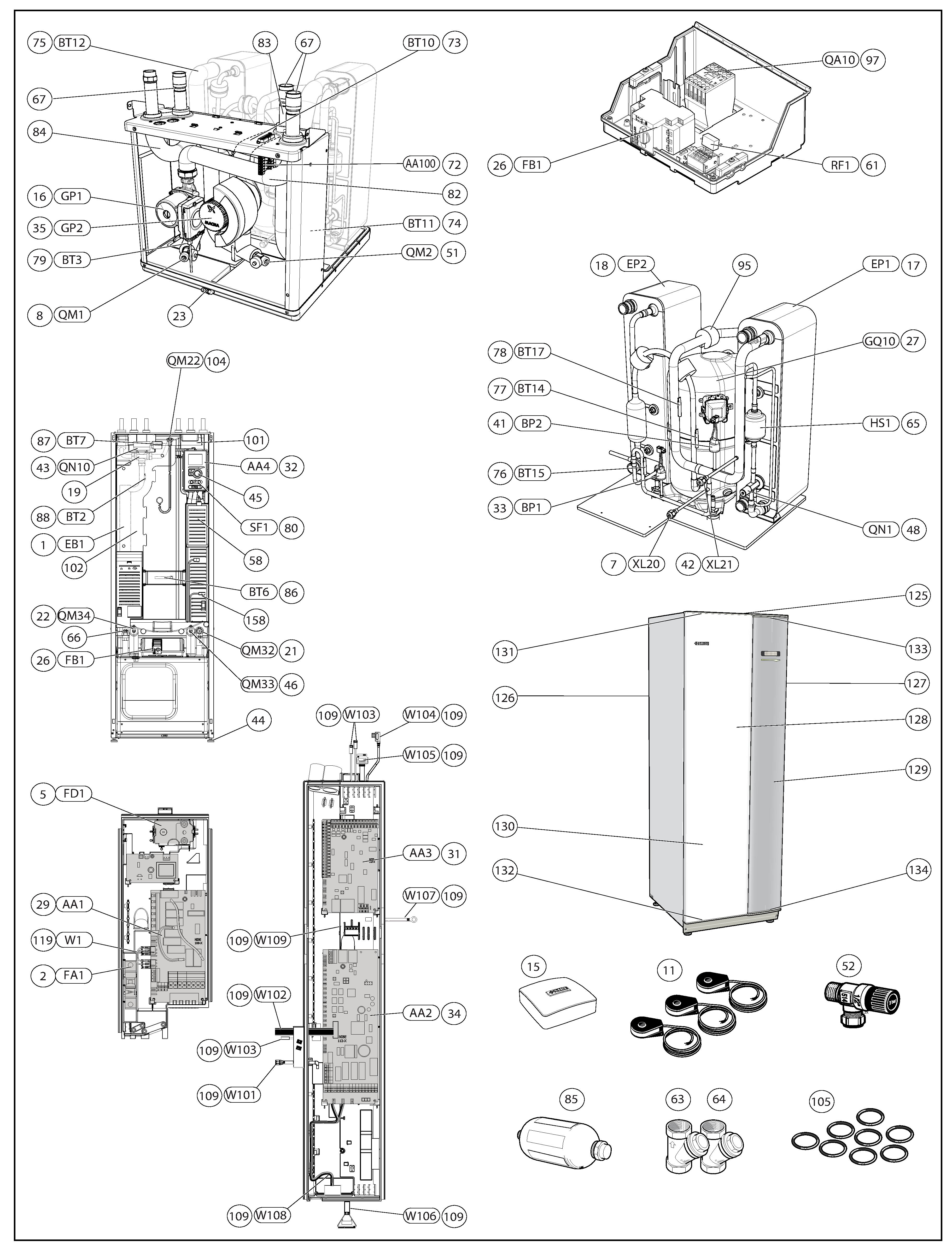 Nibe F1245-6 R EM 3x230V (RES065142) exploded tekening