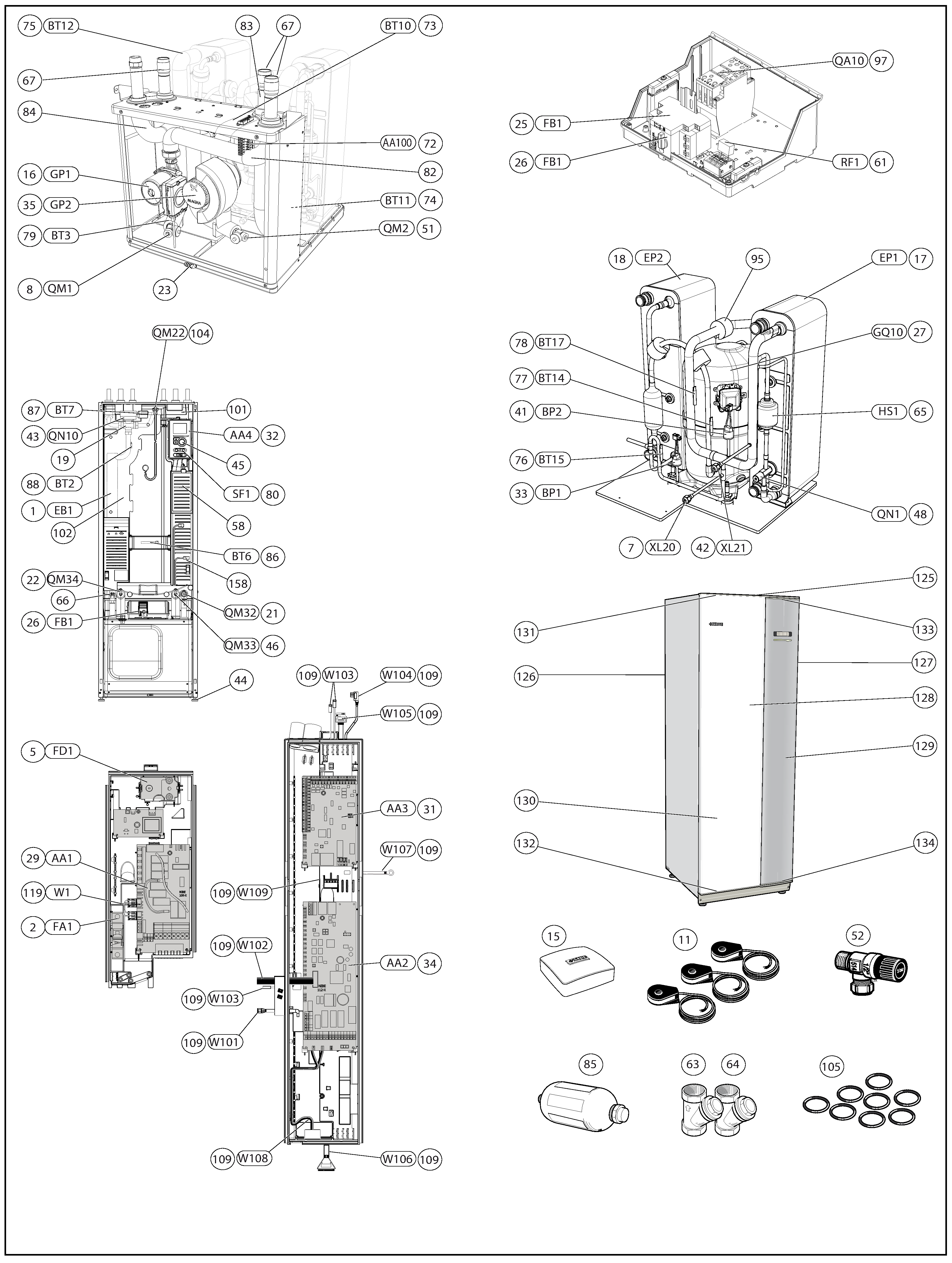 Nibe F1245-10 R EM 3x230V (RES065144) exploded tekening