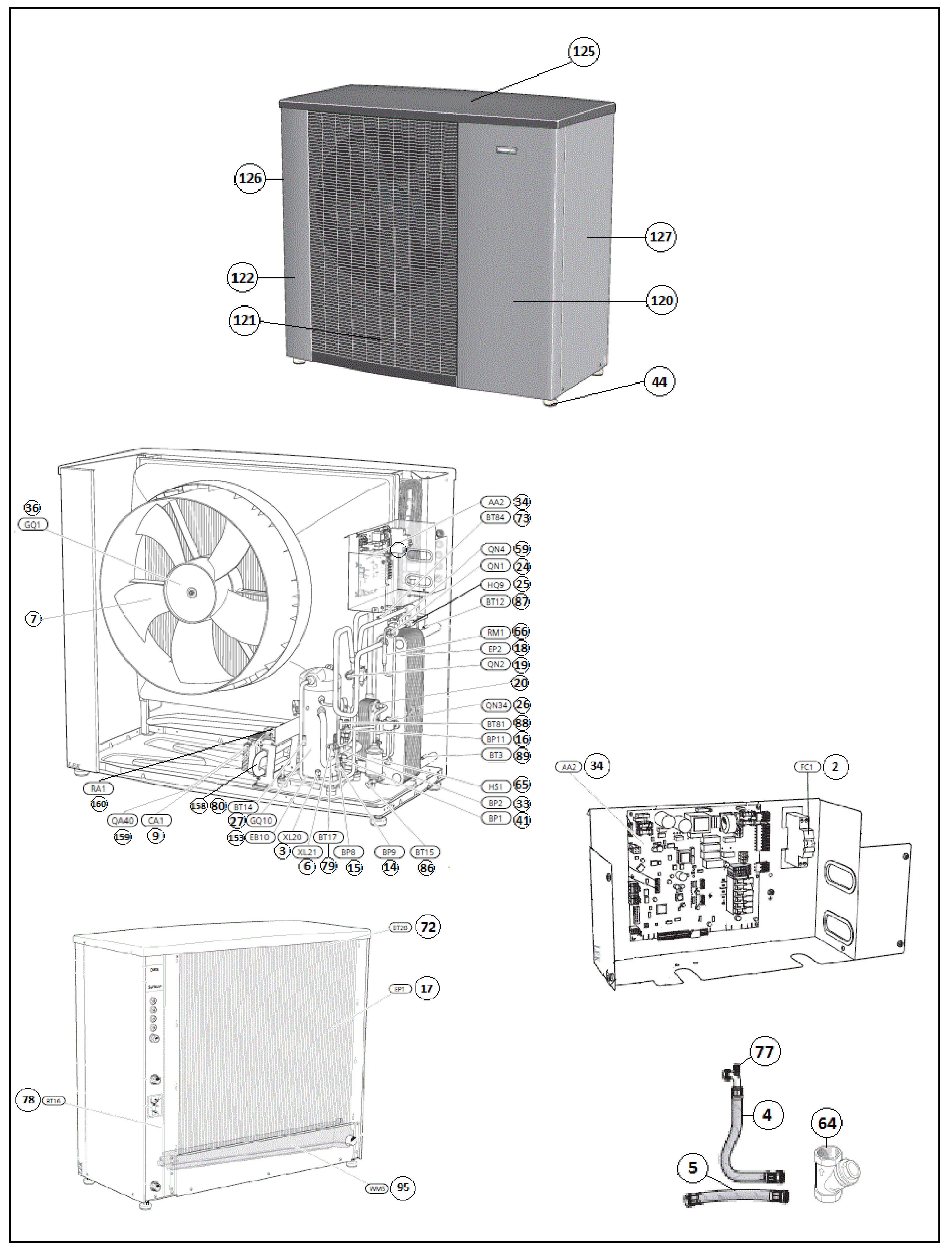 Nibe Fighter F2120-8 1x230V | 064134 exploded tekening