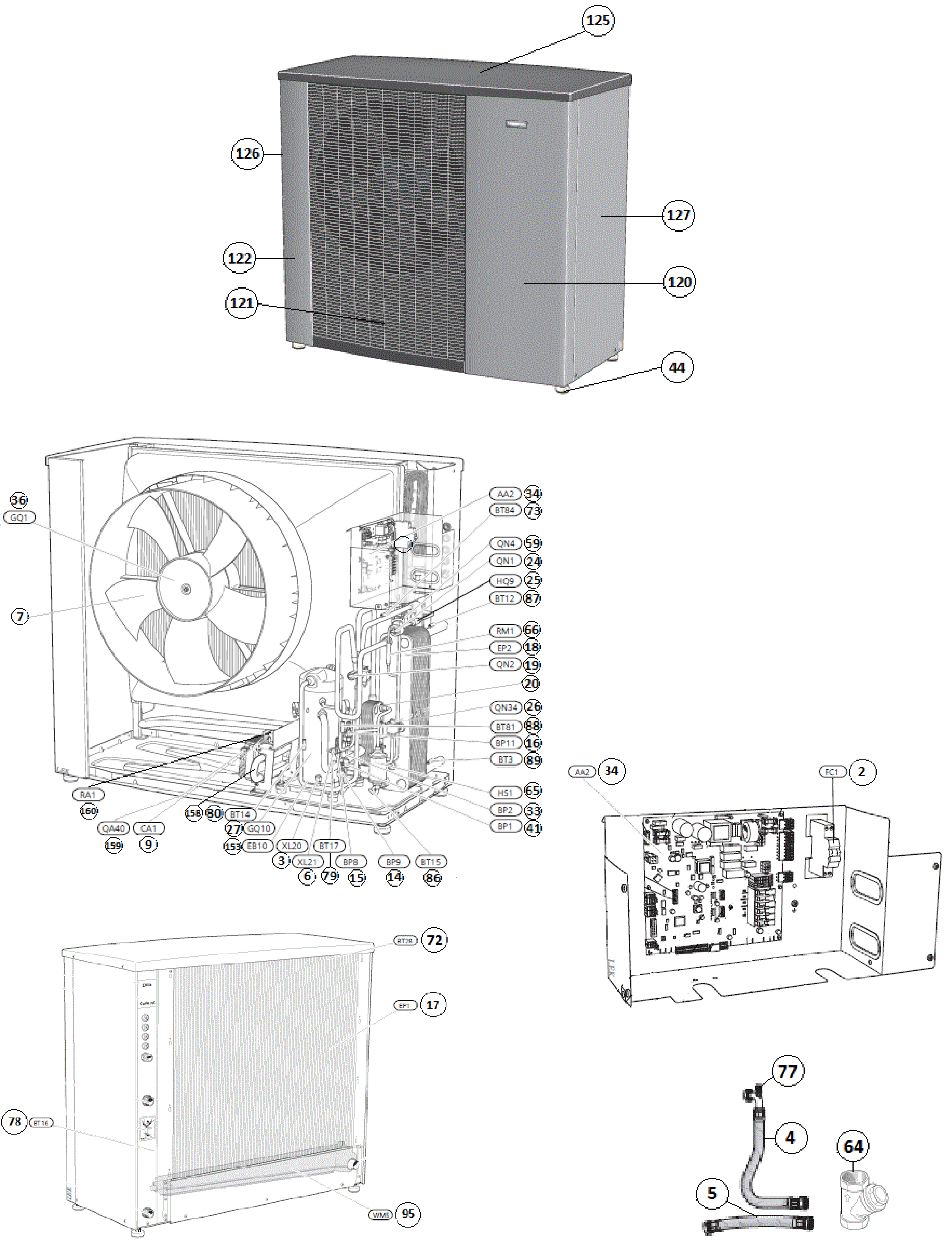 Nibe Fighter F2120-12 1x230V | 064136 exploded tekening