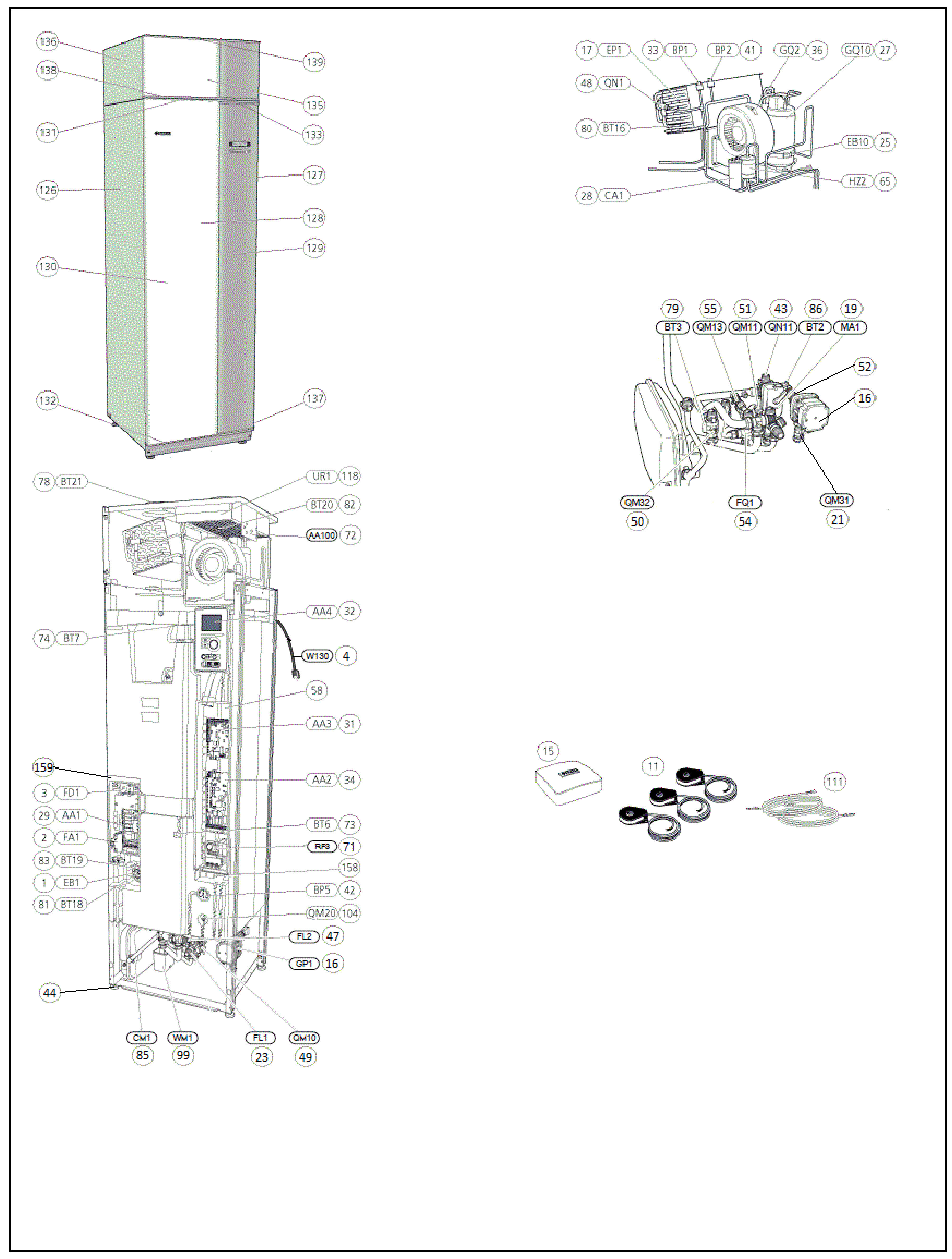 Nibe F370 RF 3x400V | 066056 exploded tekening