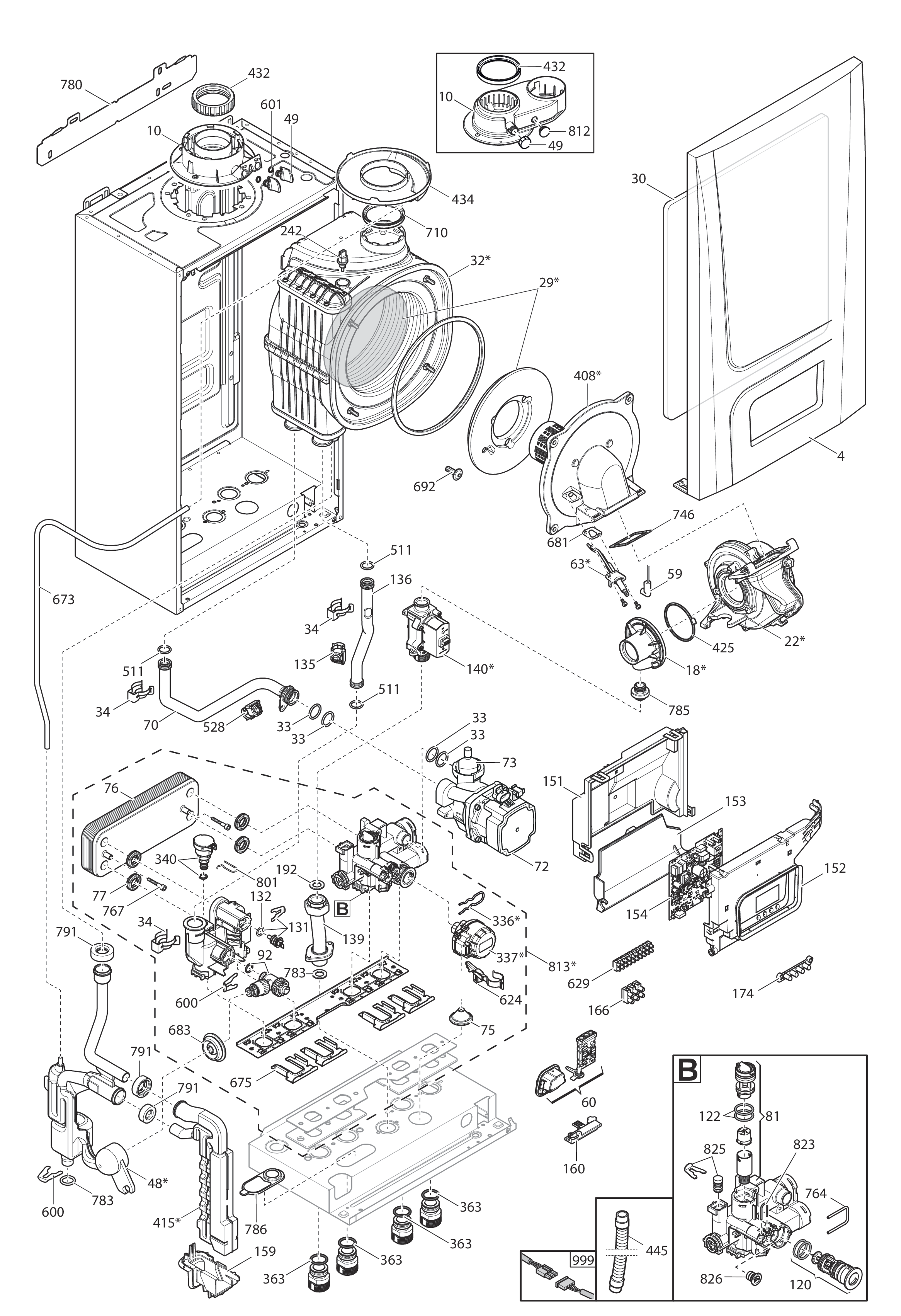 Remeha Tzerra Ace-Matic 24C CW3 exploded tekening