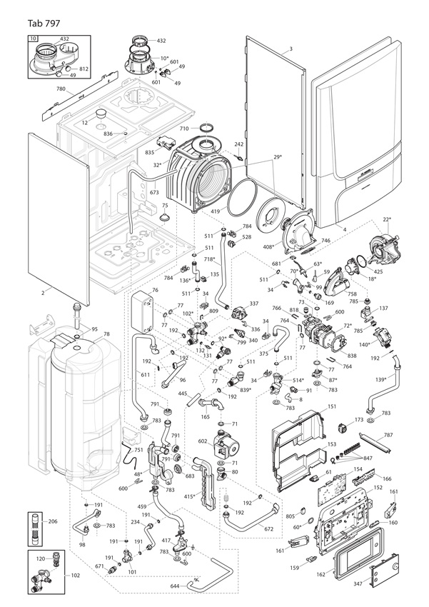 Remeha Calenta Ace-Matic 40L exploded tekening