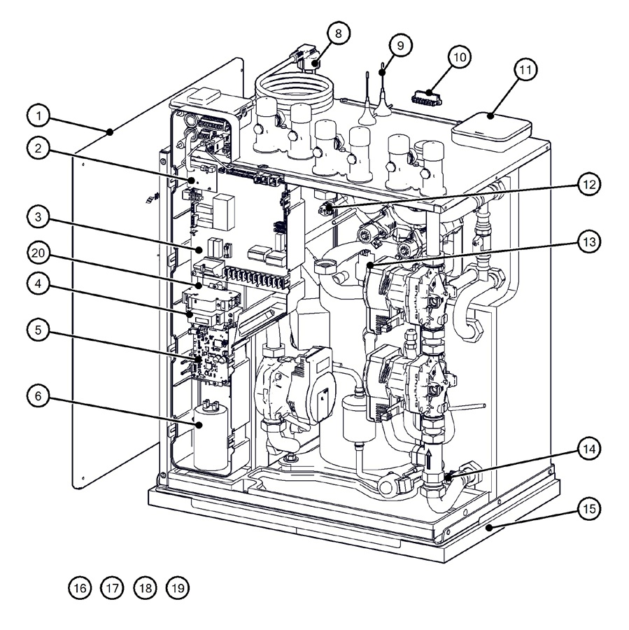 Itho Daalderop 5e generatie WPU 45-E (03-00702) exploded tekening