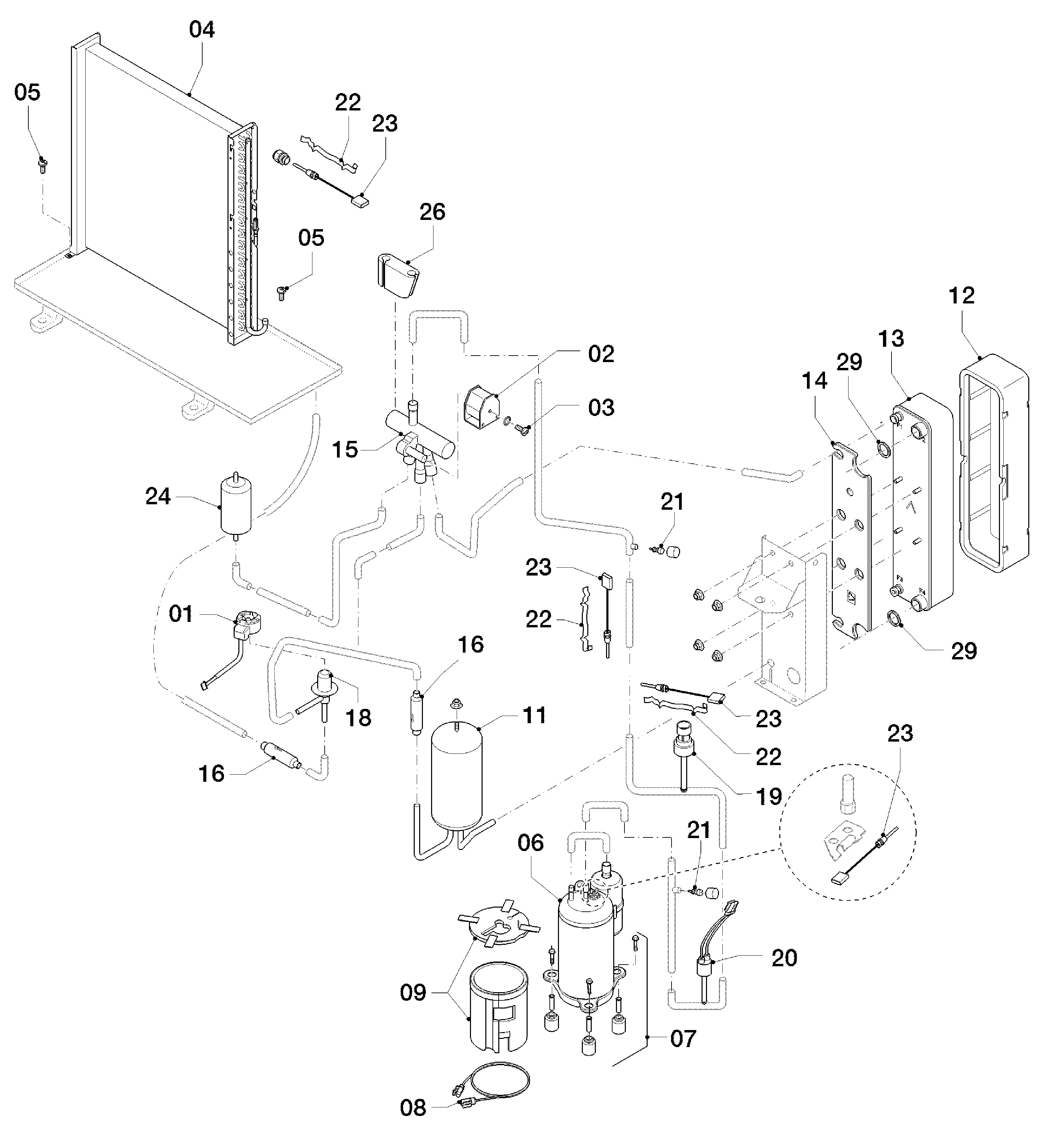 Vaillant aroTHERM VWL 55/3 A 230V exploded tekening