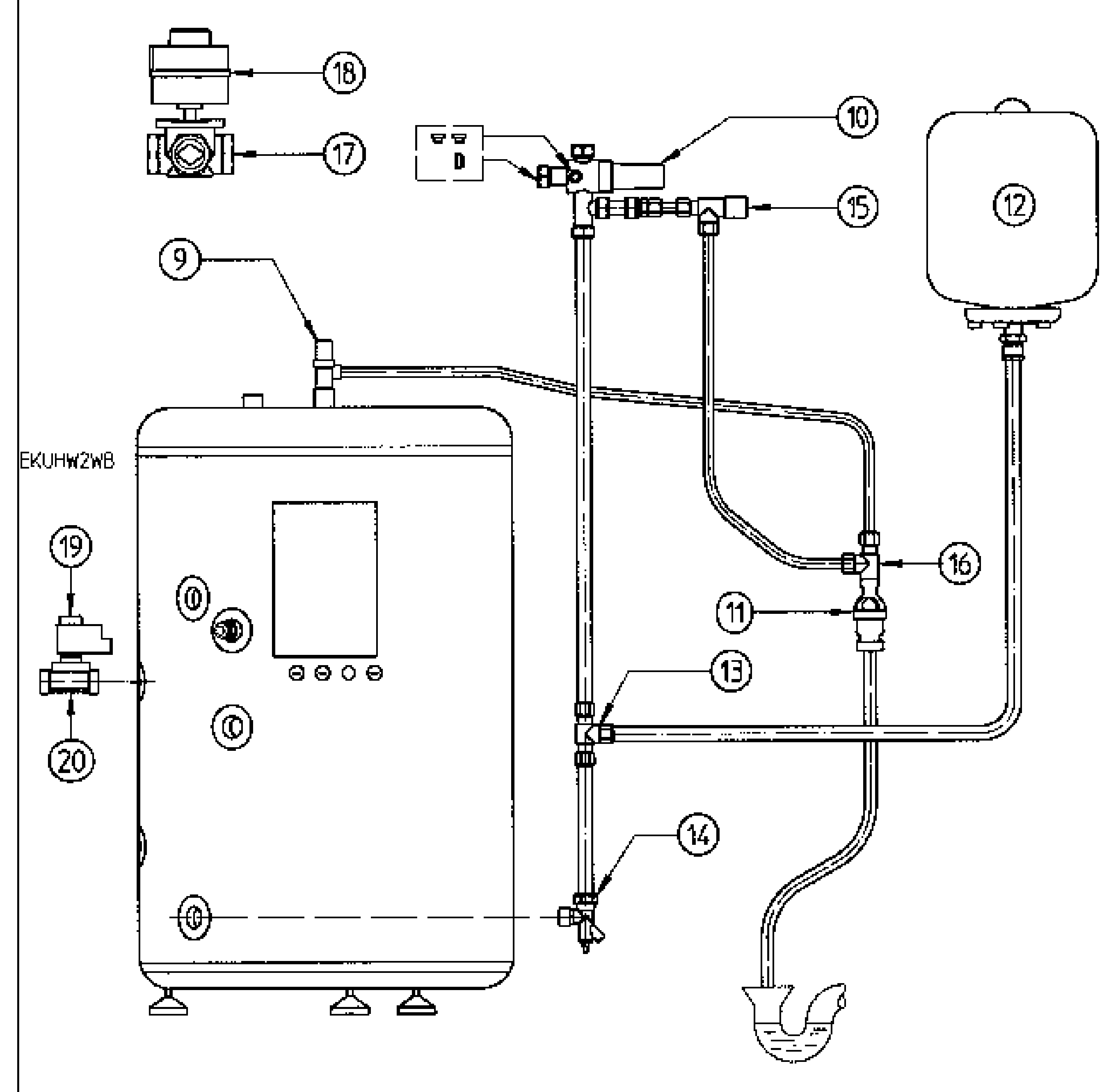 Daikin EKHWS300B3Z2 | warmwatertank 300 liter exploded tekening
