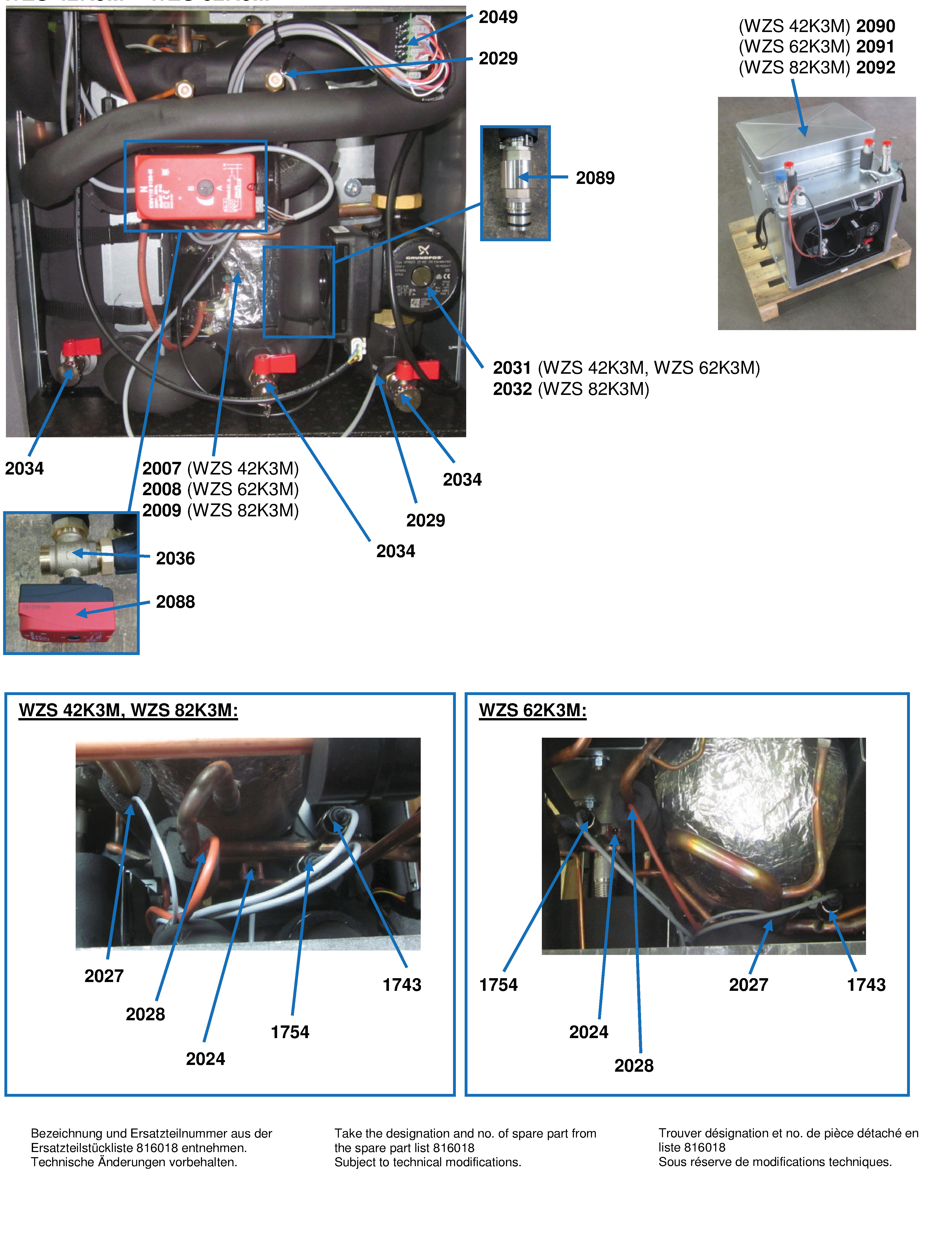 Alpha Innotec WZS 42K3M / WZS 82K3M exploded tekening