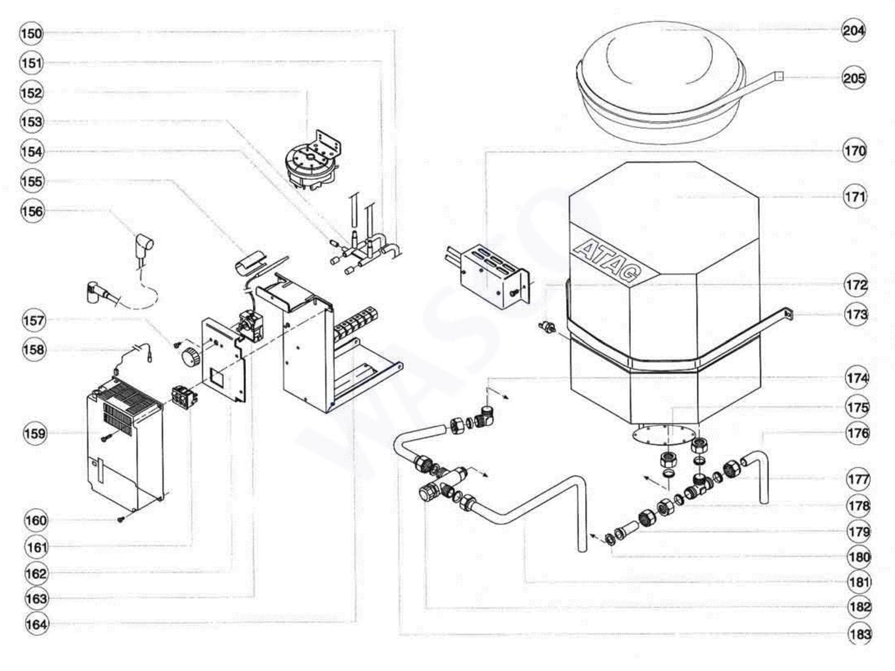 Atag Blauwe Engel HR 33 T exploded tekening