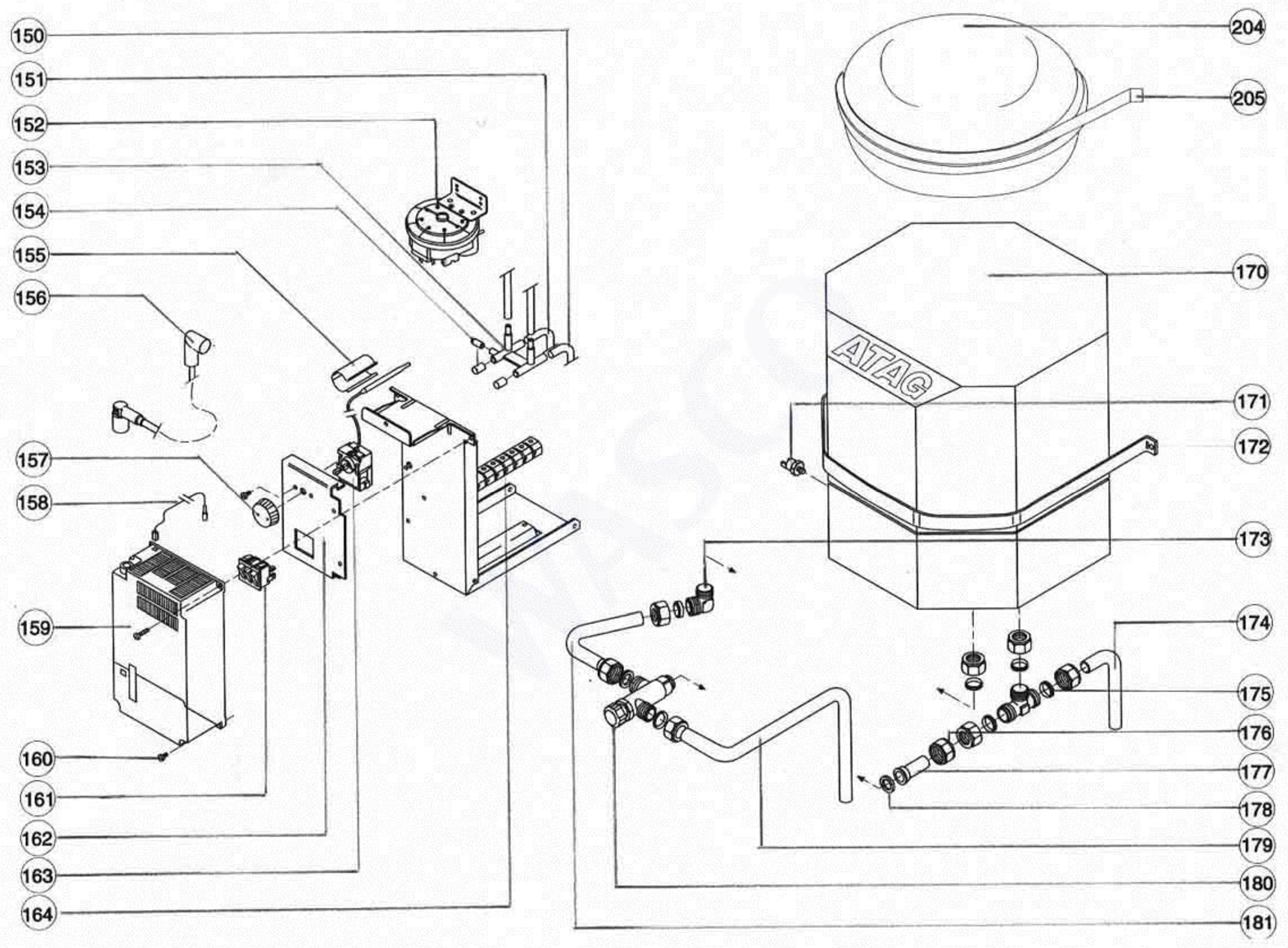 Atag Blauwe Engel VR 30 T exploded tekening