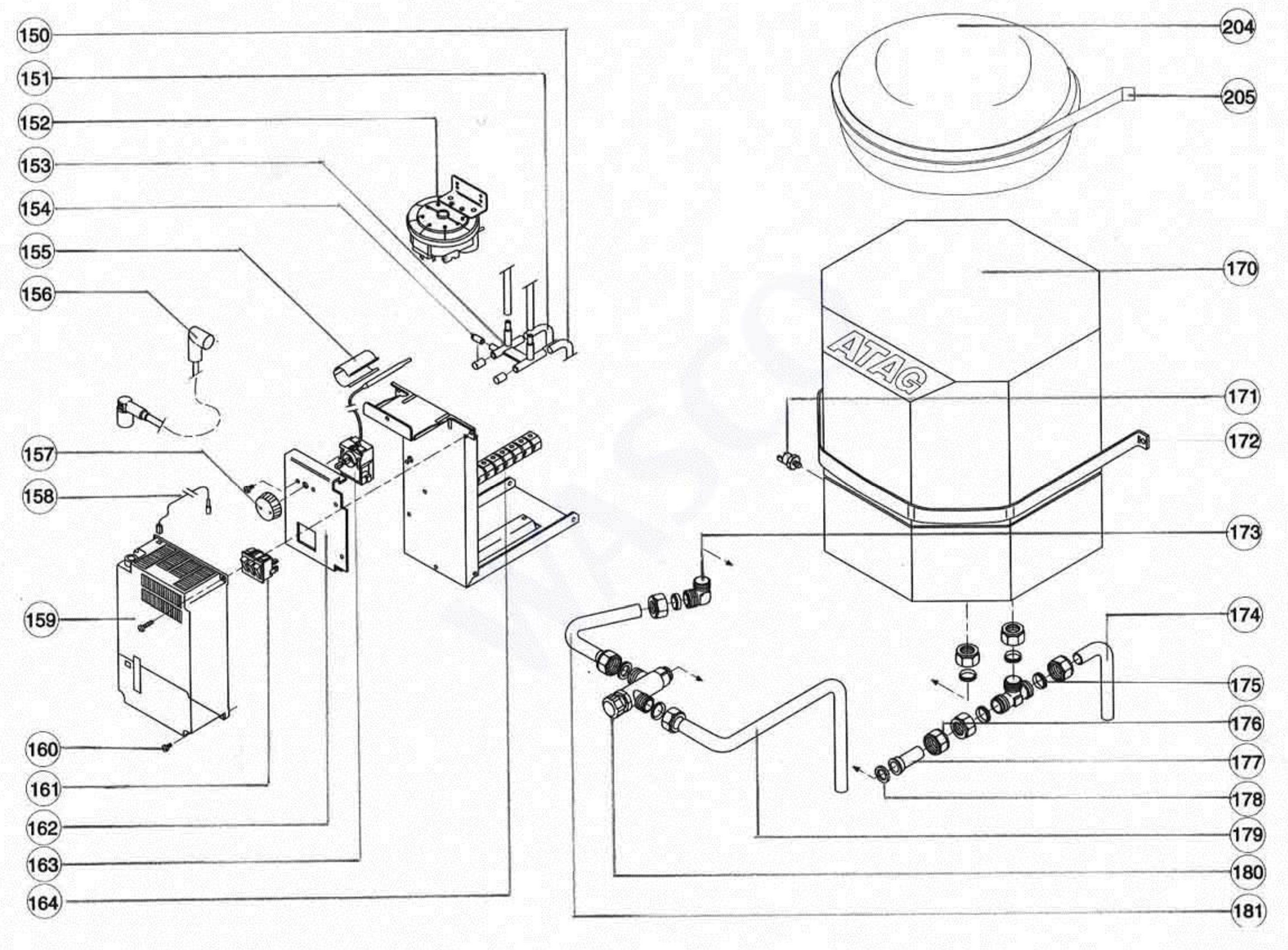 Atag Blauwe Engel VR 48 exploded tekening