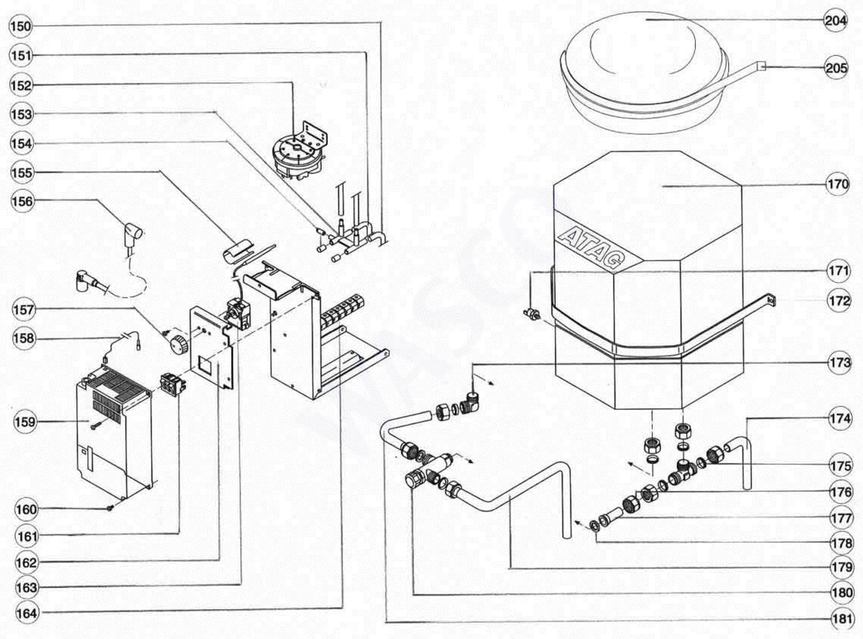 Atag Blauwe Engel VR 48 T exploded tekening