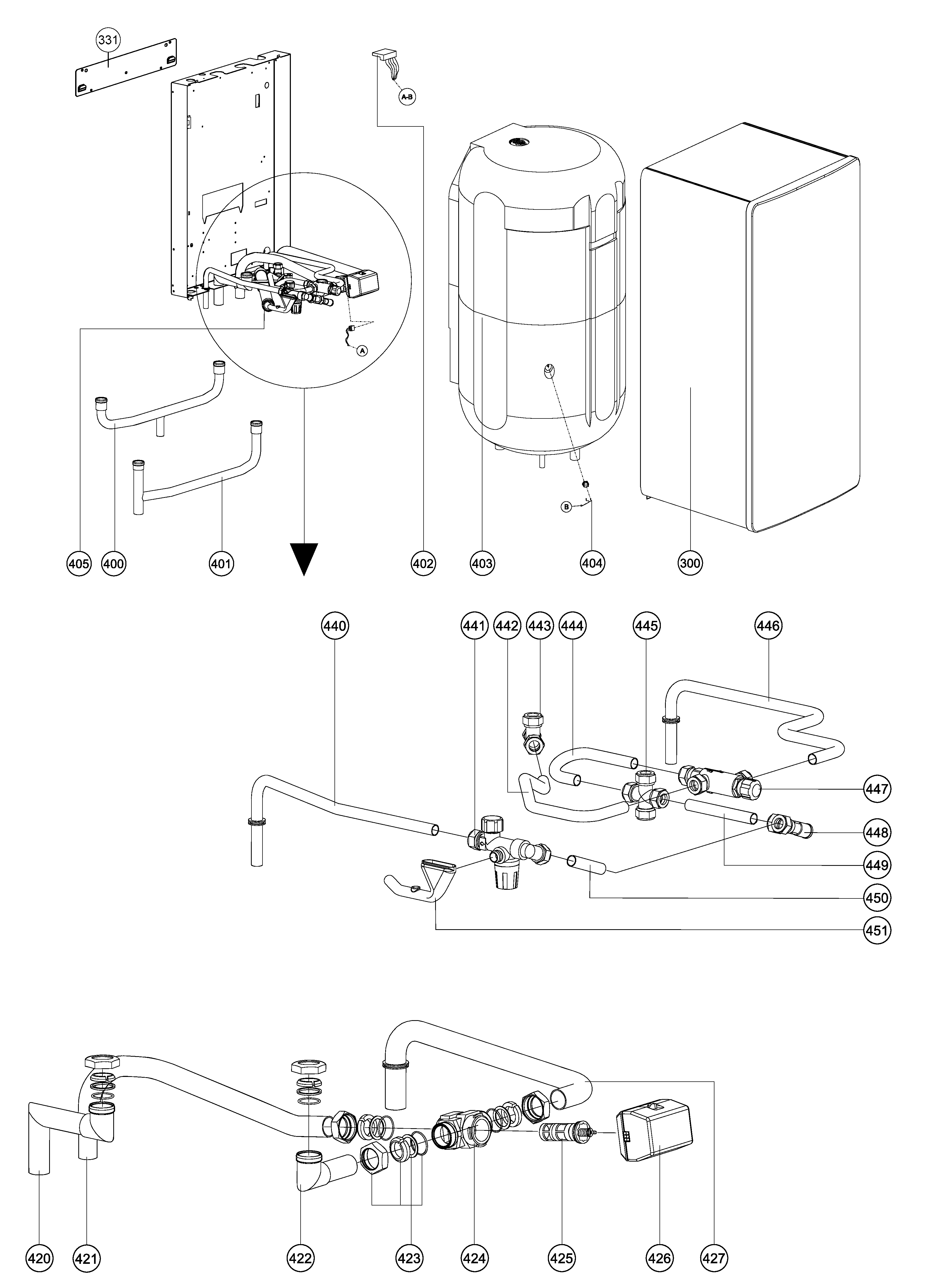 Atag ComfortBoiler hangend QBV 110 exploded tekening