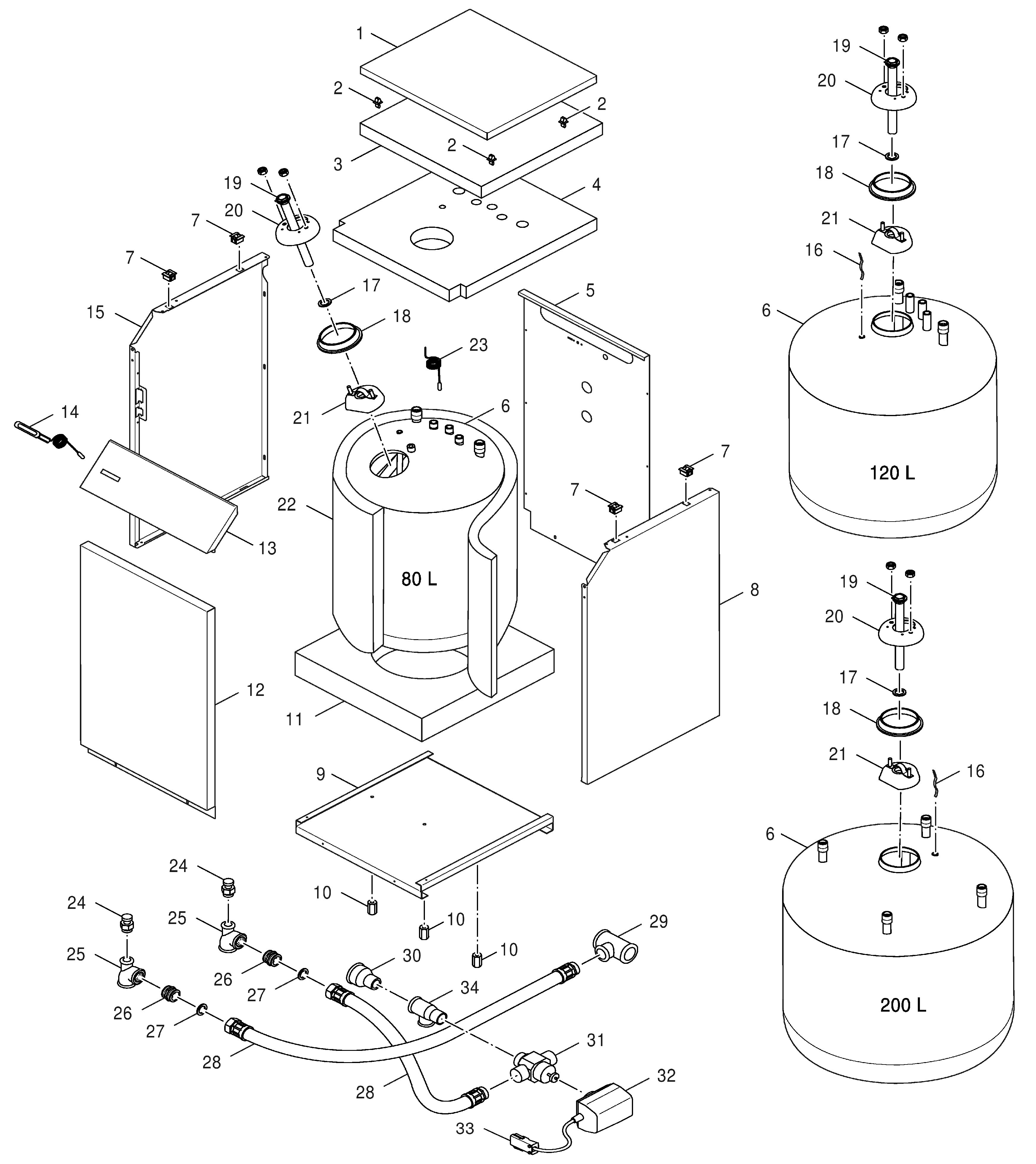 Bosch EBU 80-1 exploded tekening