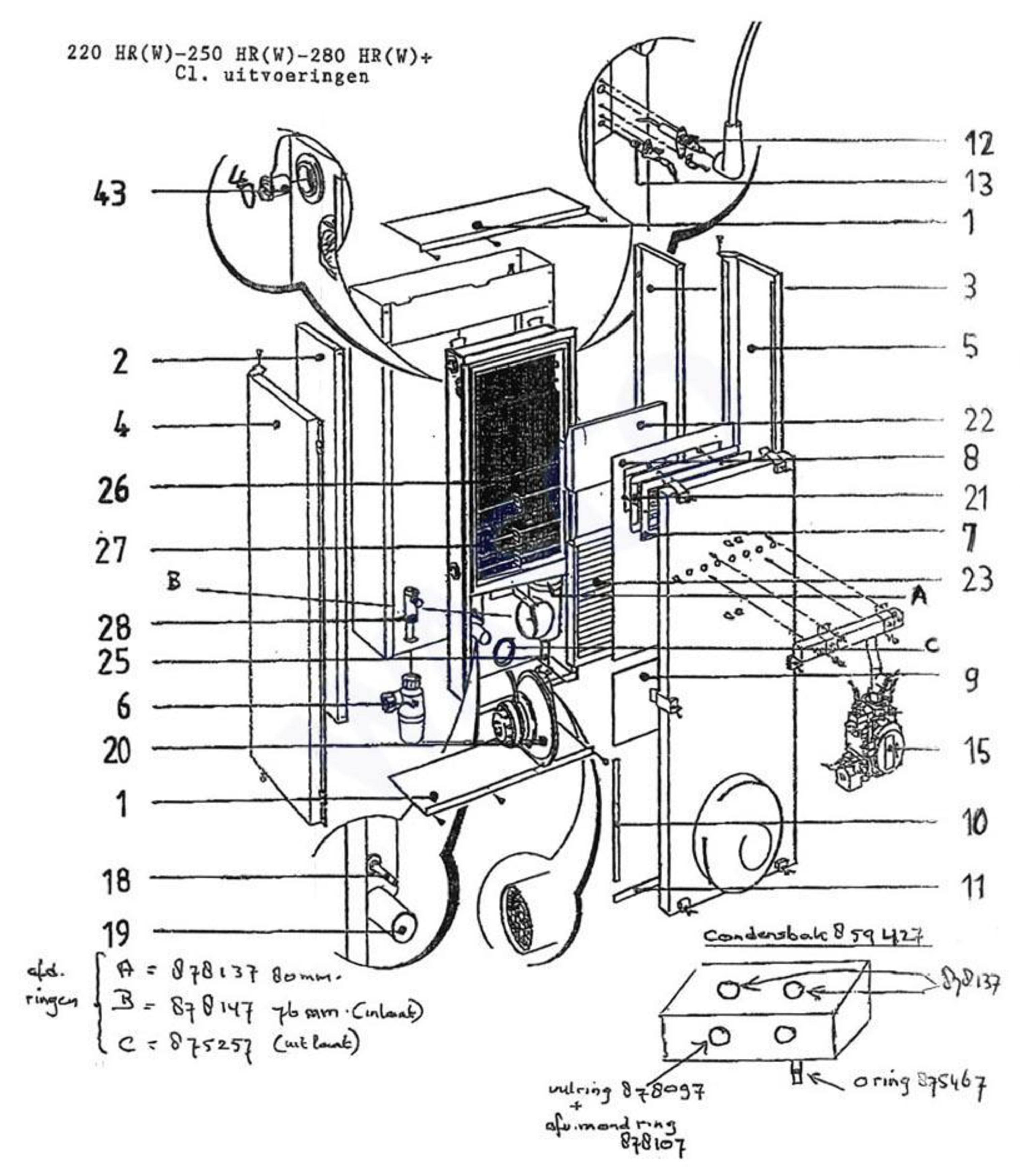 Intergas Comfortline 250 HRW-CL exploded tekening