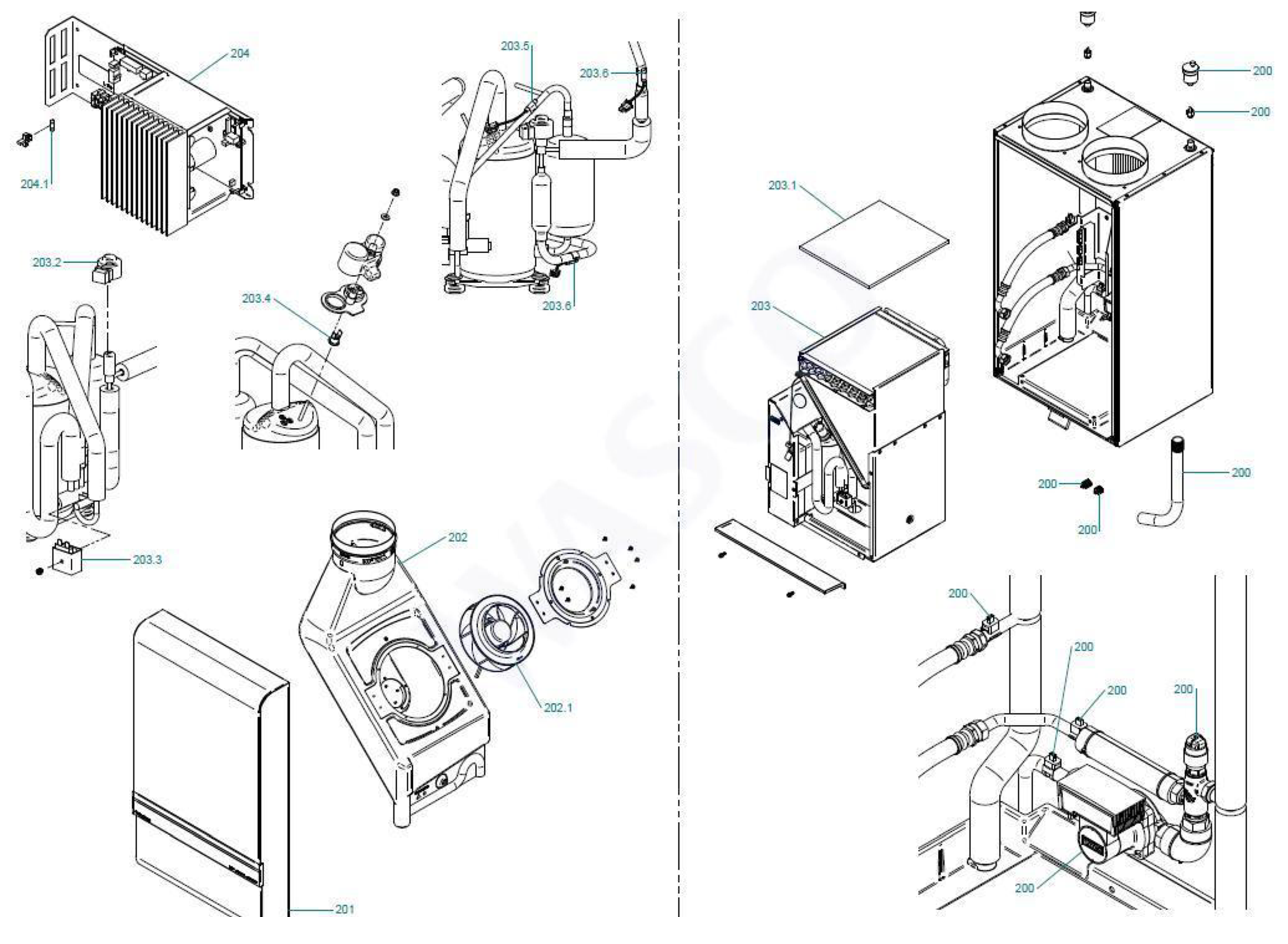 Itho Daalderop HP Cube exploded tekening