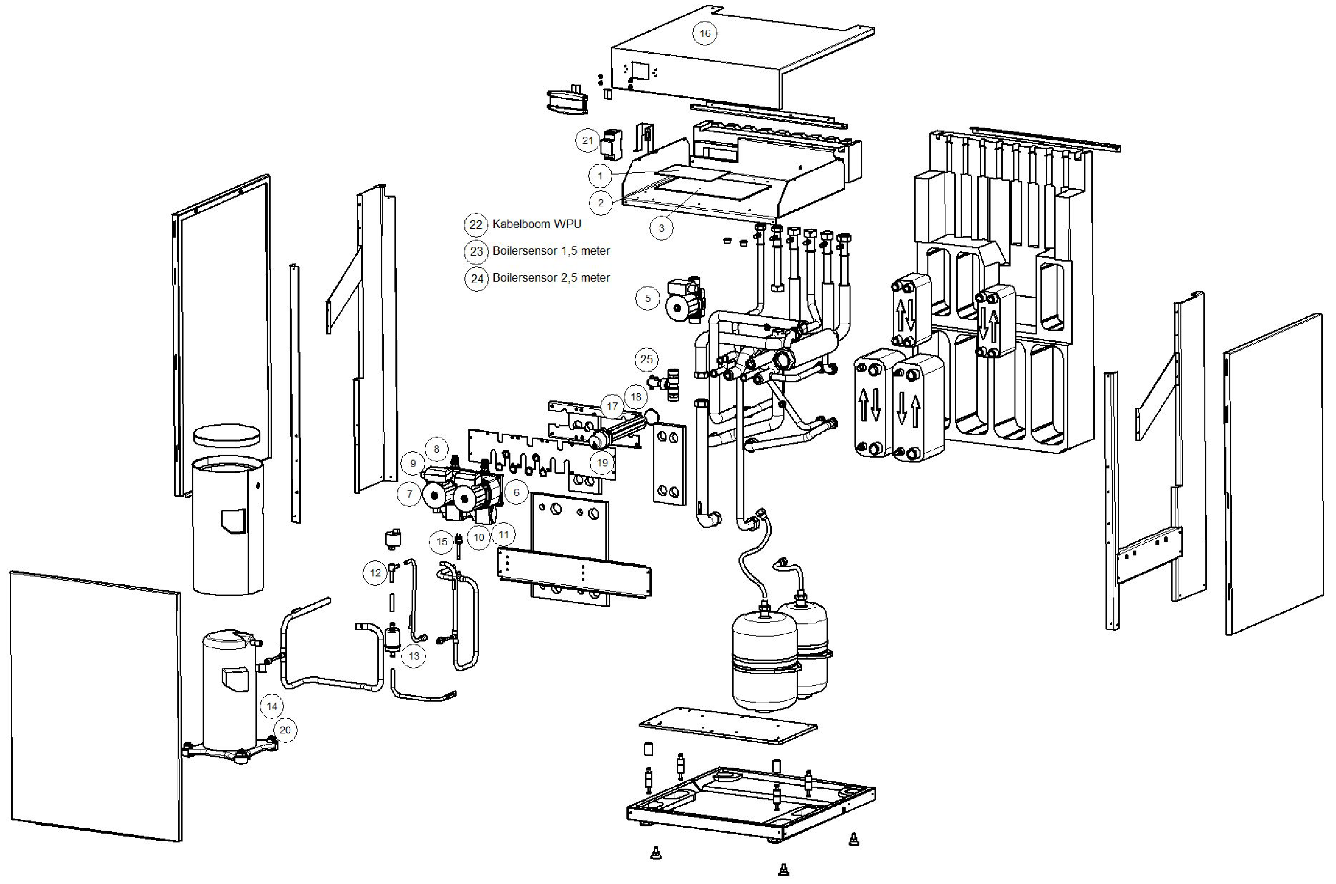 Itho Daalderop 1e generatie WPU 5 (545-0003) exploded tekening