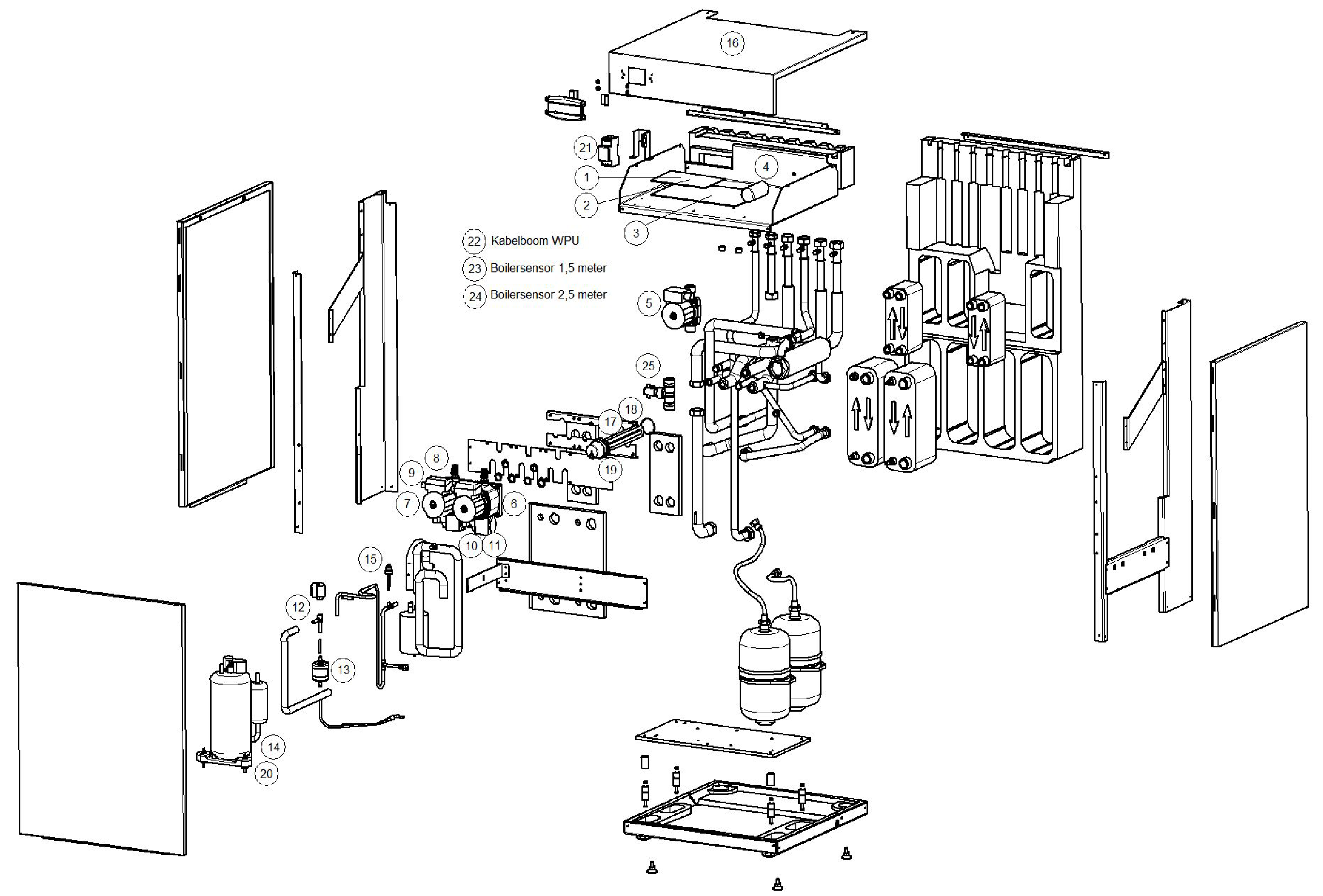 Itho Daalderop 1e generatie WPU 3 (545-0001) exploded tekening