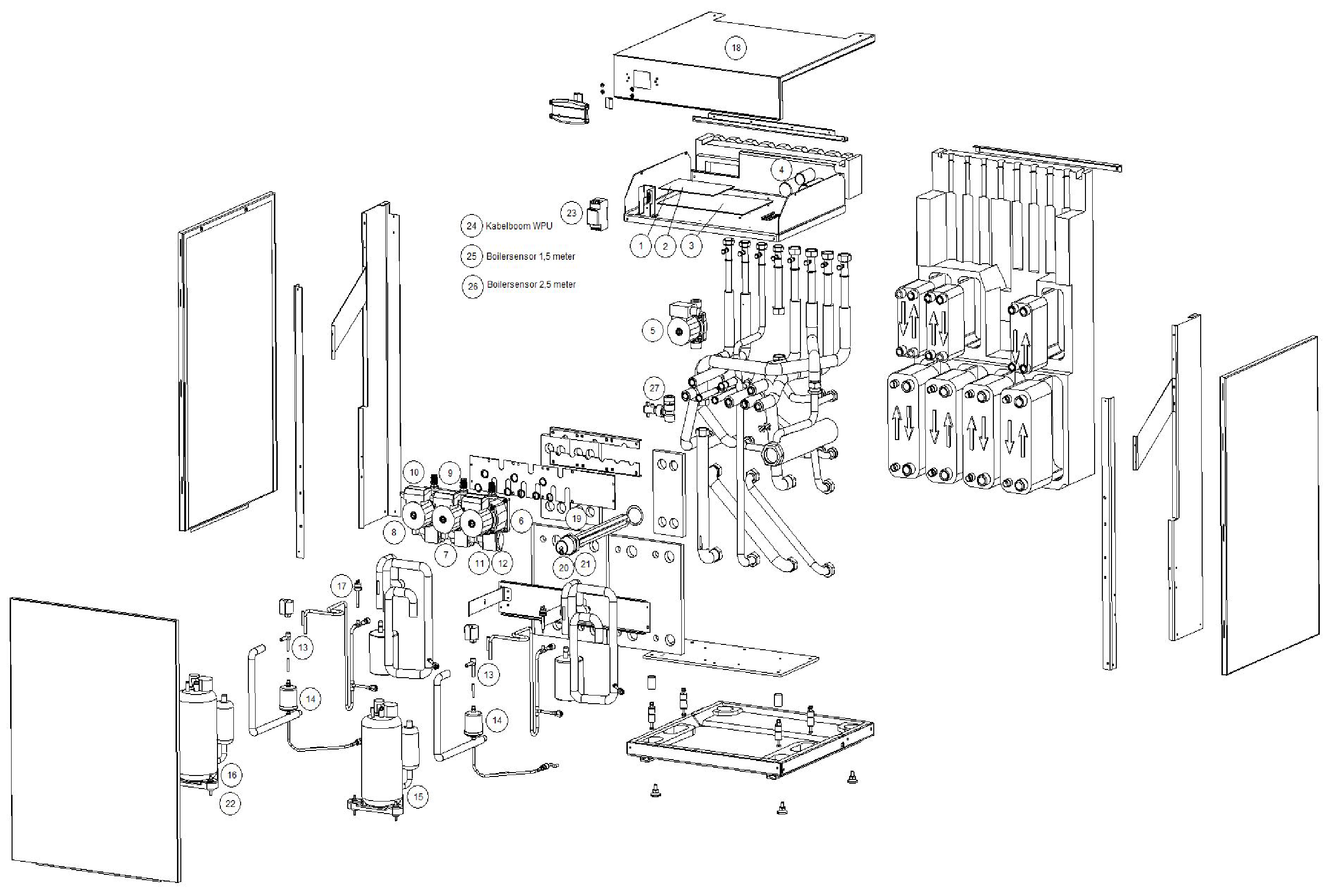 Itho Daalderop 1e generatie WPU 8E (545-0011) exploded tekening