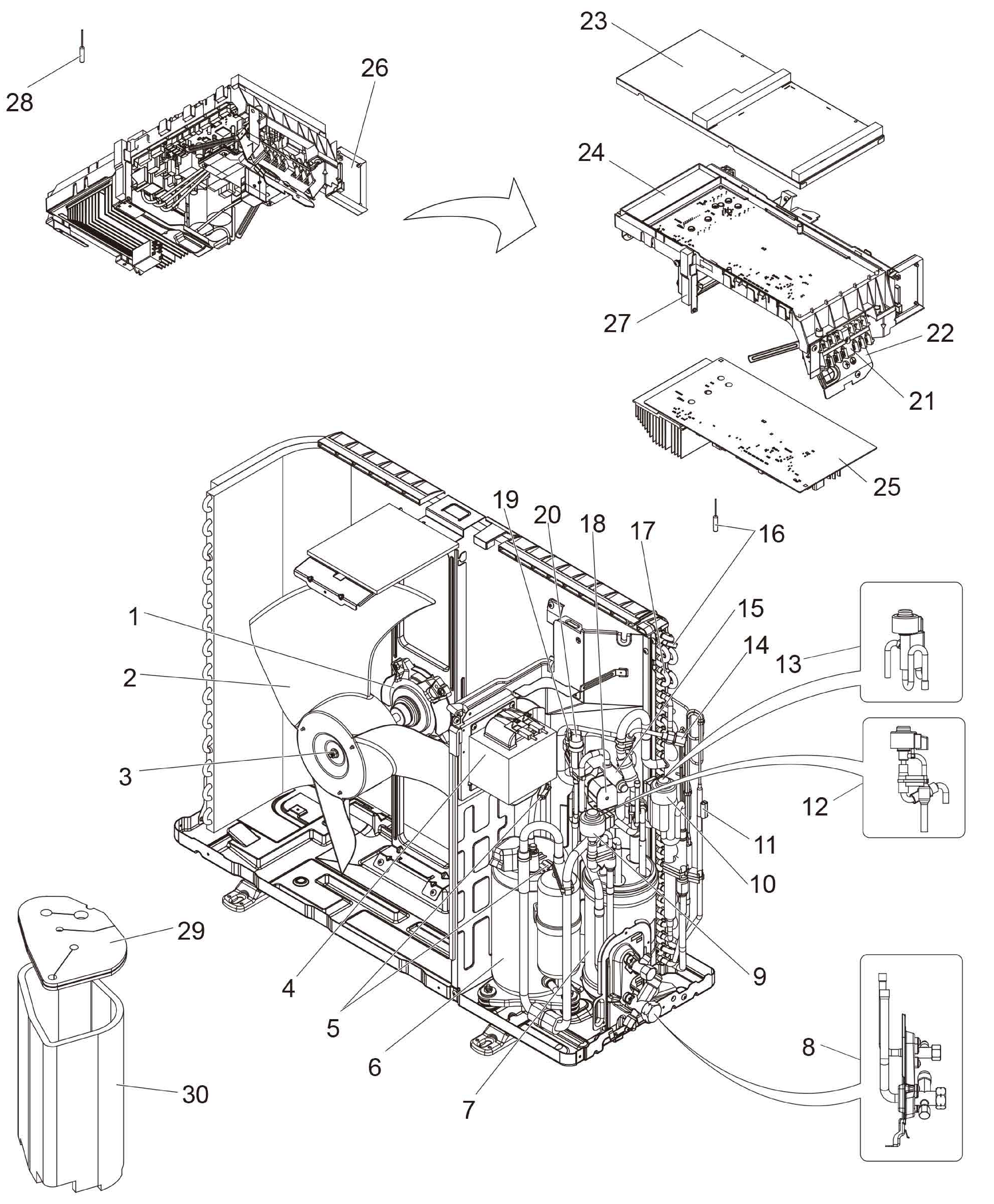 Mitsubishi Electric PUHZ-SW50VKA-BS exploded tekening