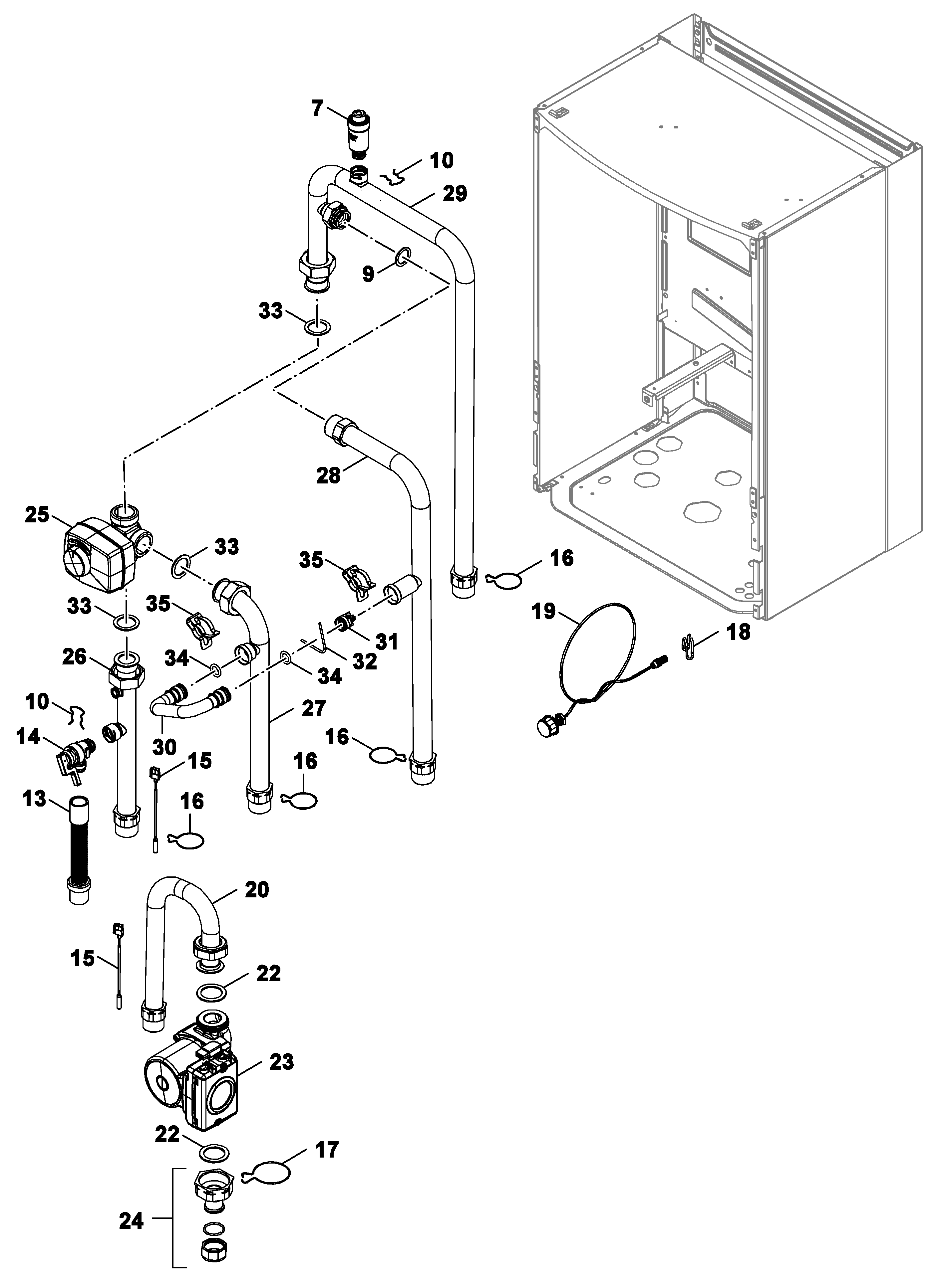Nefit (Bosch) Monoblock IDU 13-17 exploded tekening