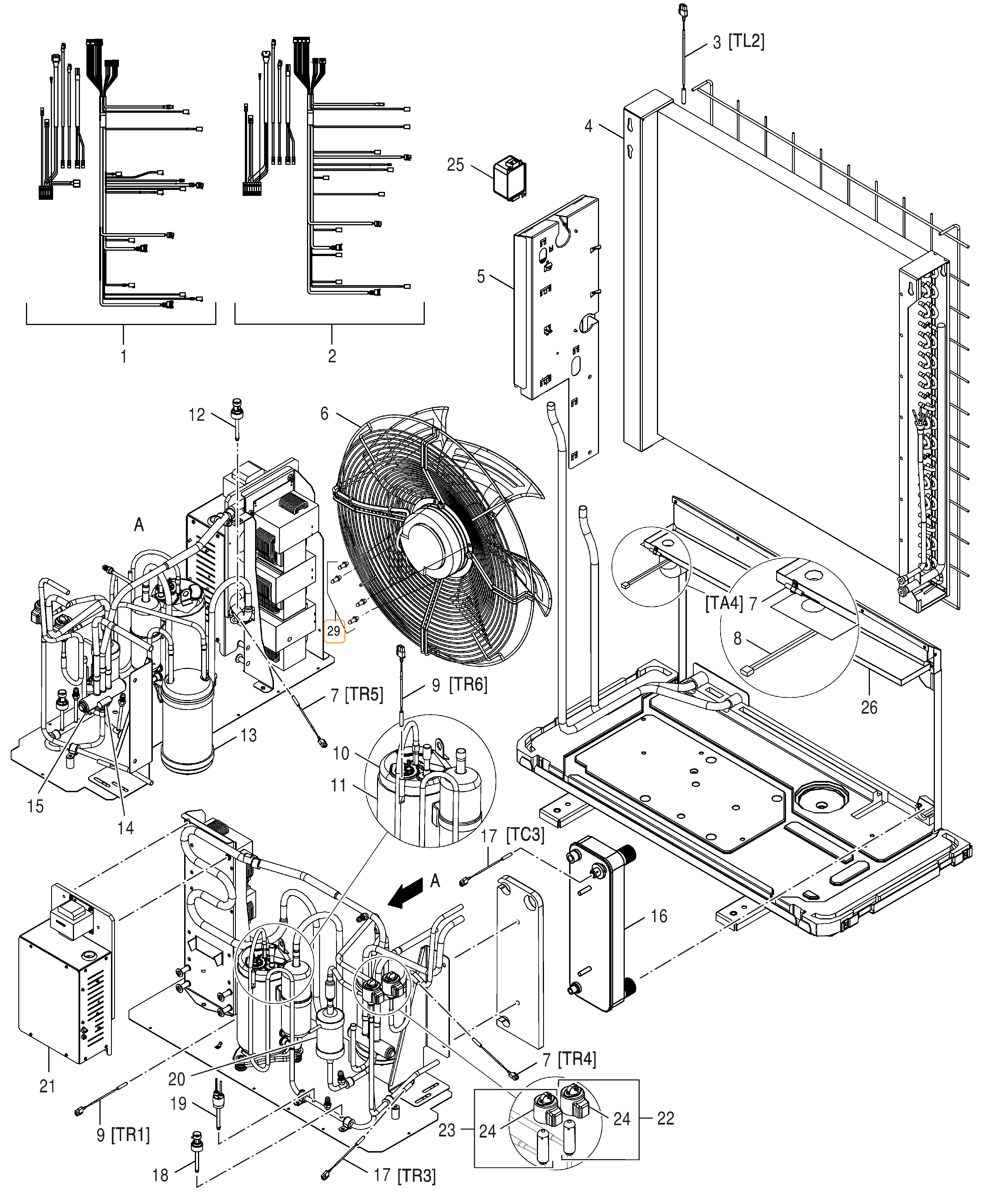 Nefit (Bosch) Monoblock ODU 9 S exploded tekening