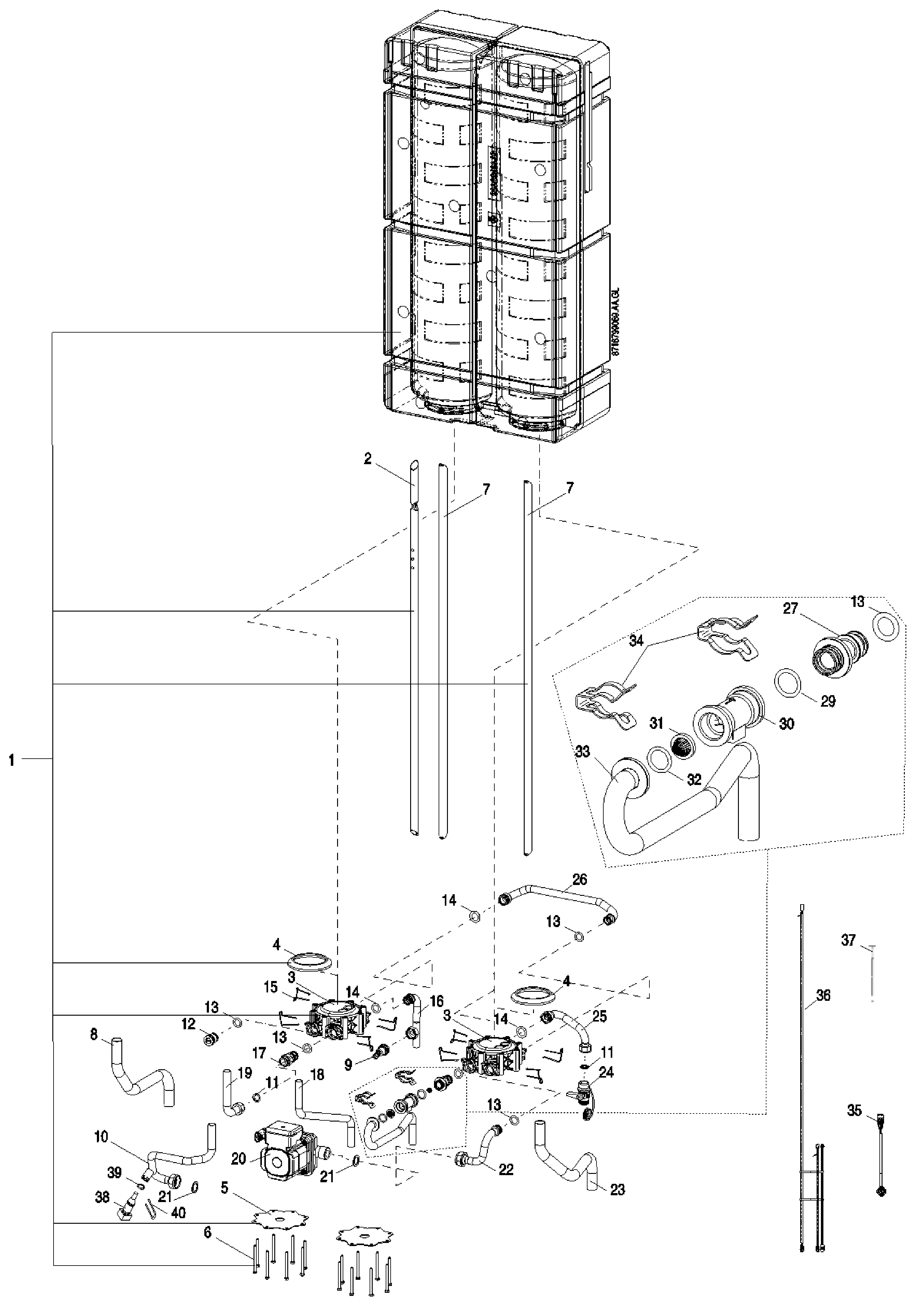 Nefit (Bosch) Quickload 40l DHW exploded tekening