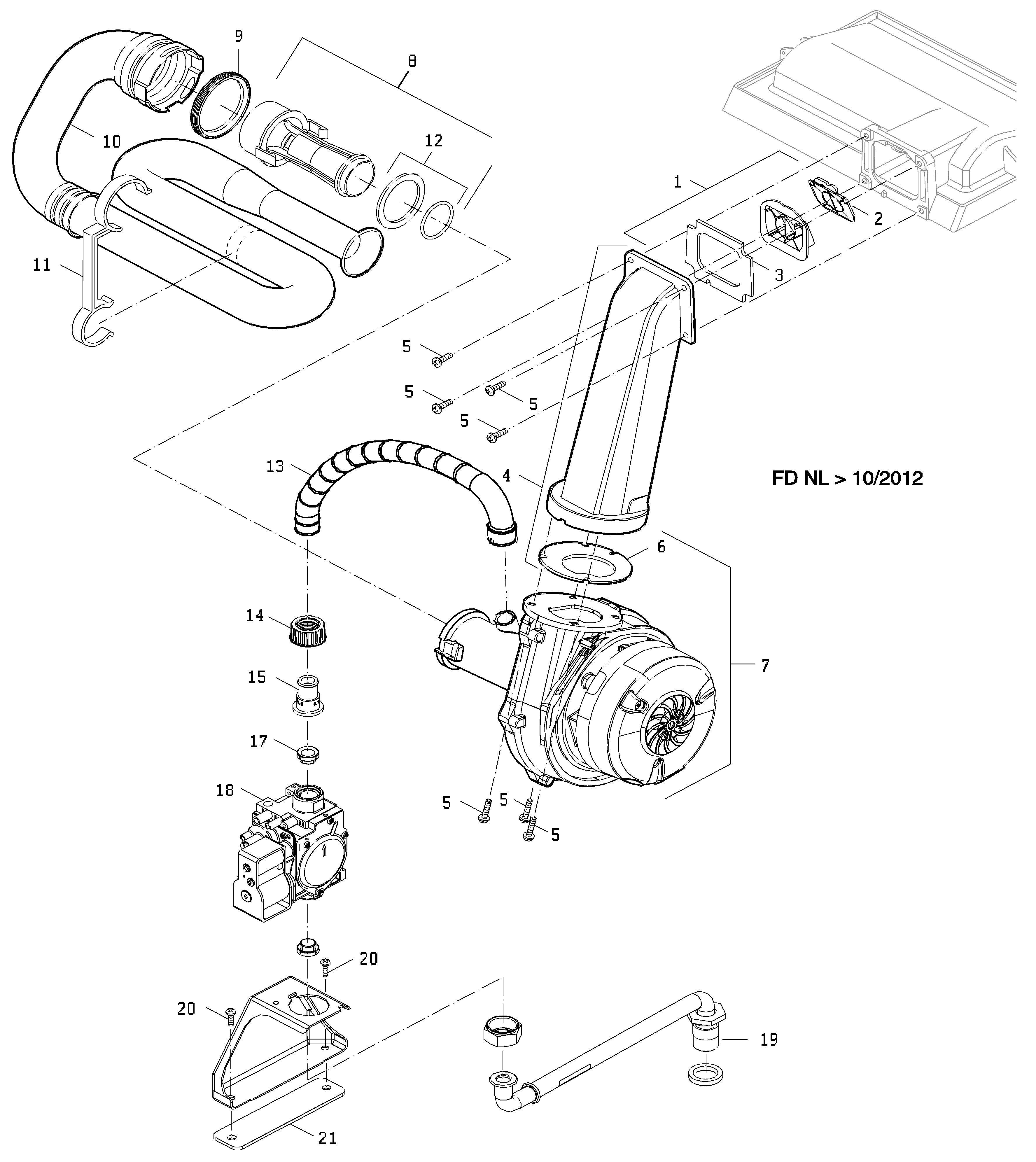 Nefit (Bosch) TopLine HR 25 II exploded tekening