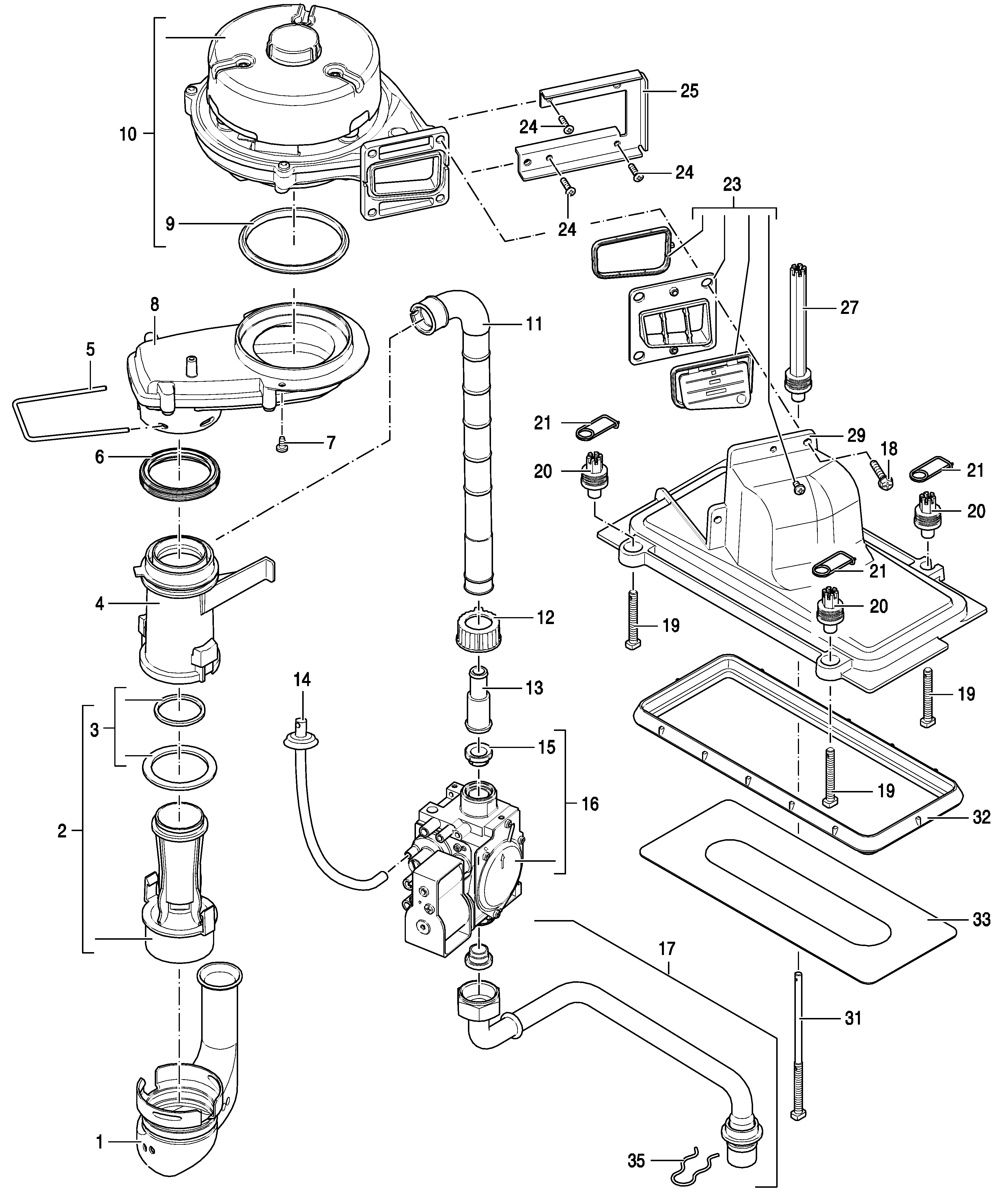 Nefit (Bosch) TrendLine HRC25 CW4 exploded tekening