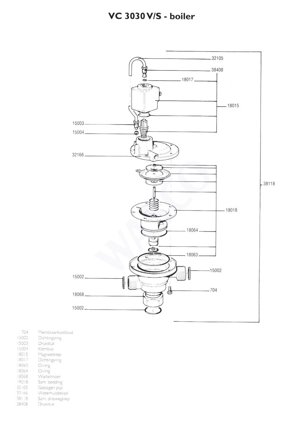 Nefit (Bosch) VR 3030V Boiler exploded tekening