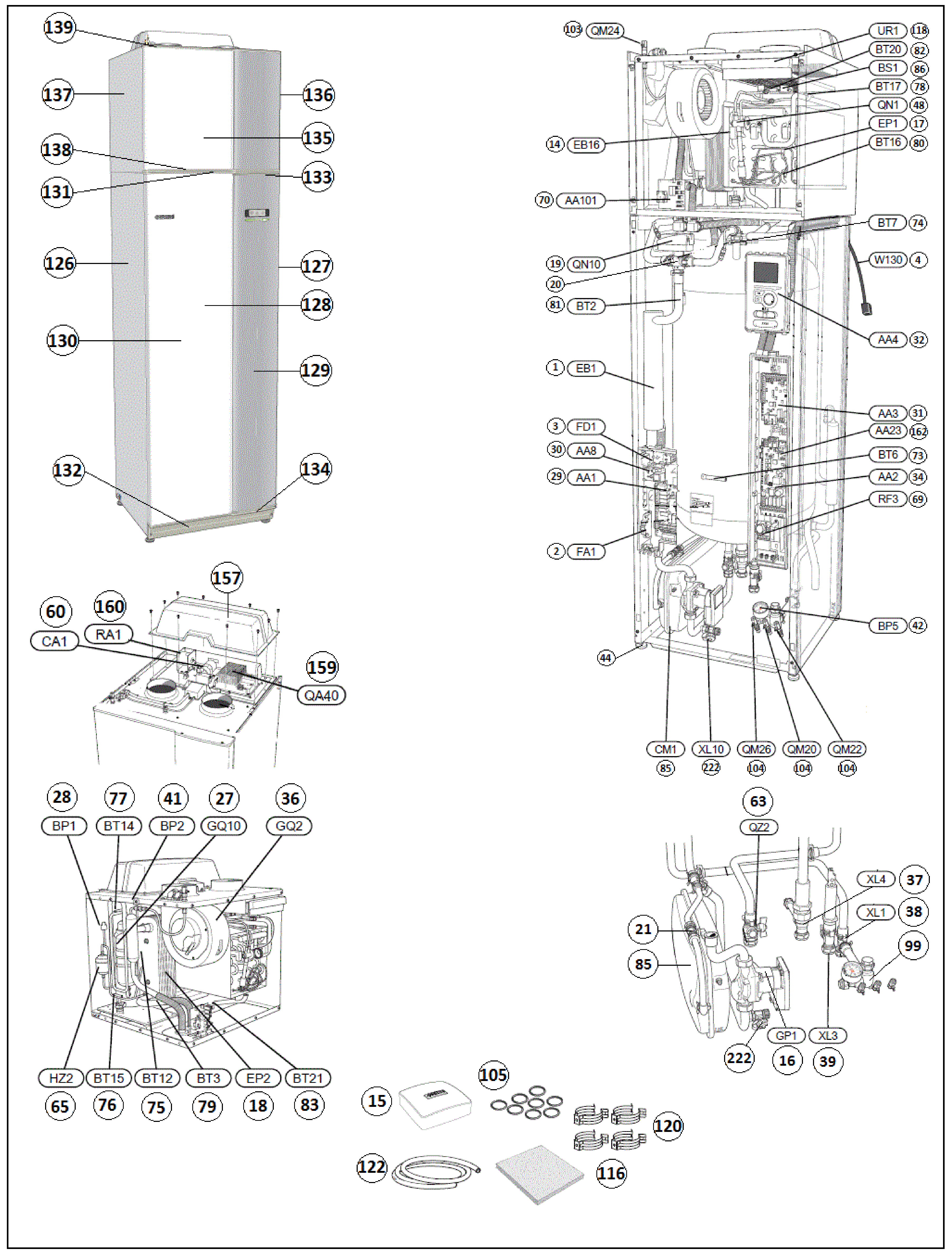 Nibe F730 E EM 3x400V | 066073 exploded tekening
