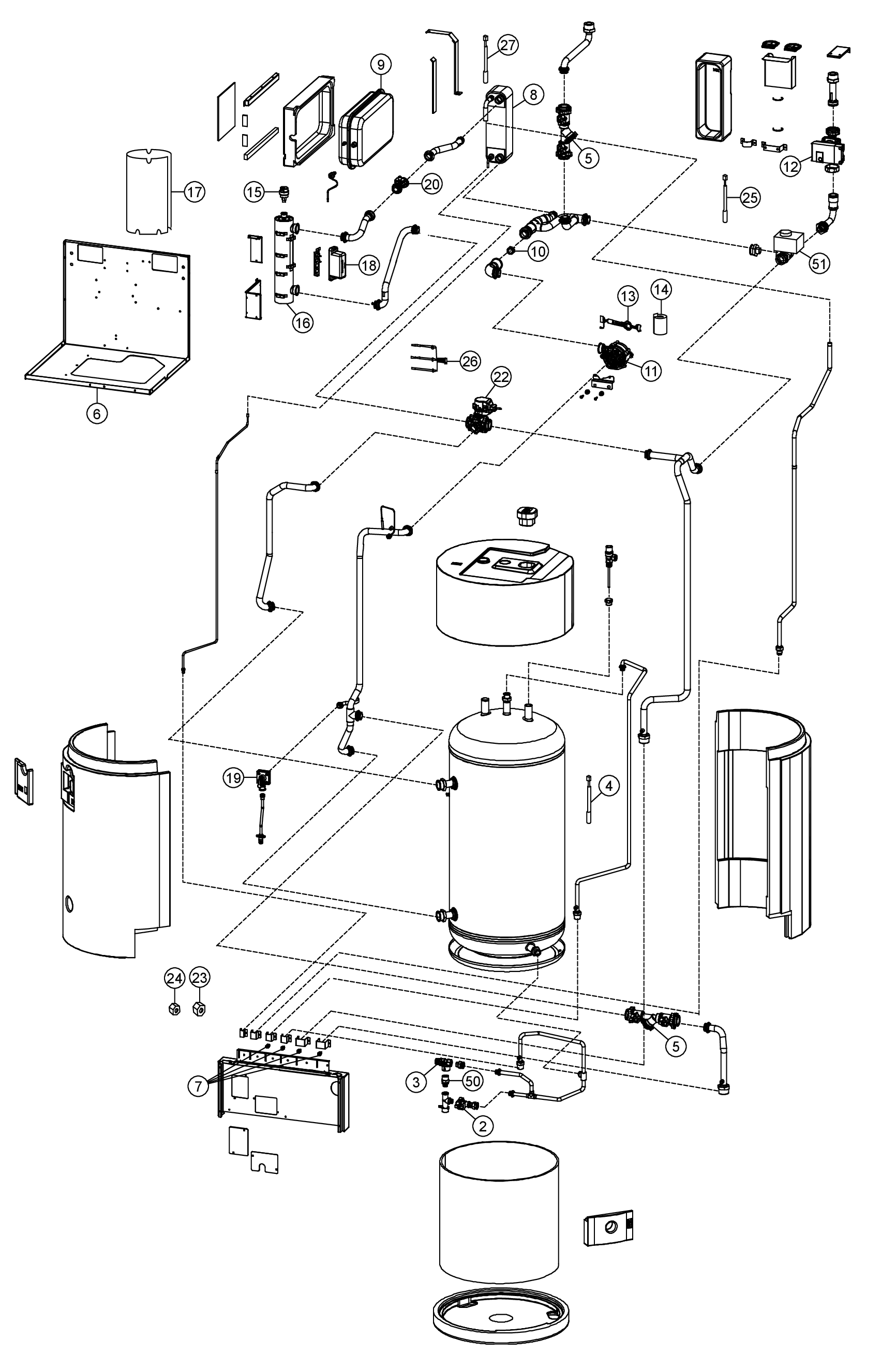 Panasonic WH-ADC0309H3E5B exploded tekening